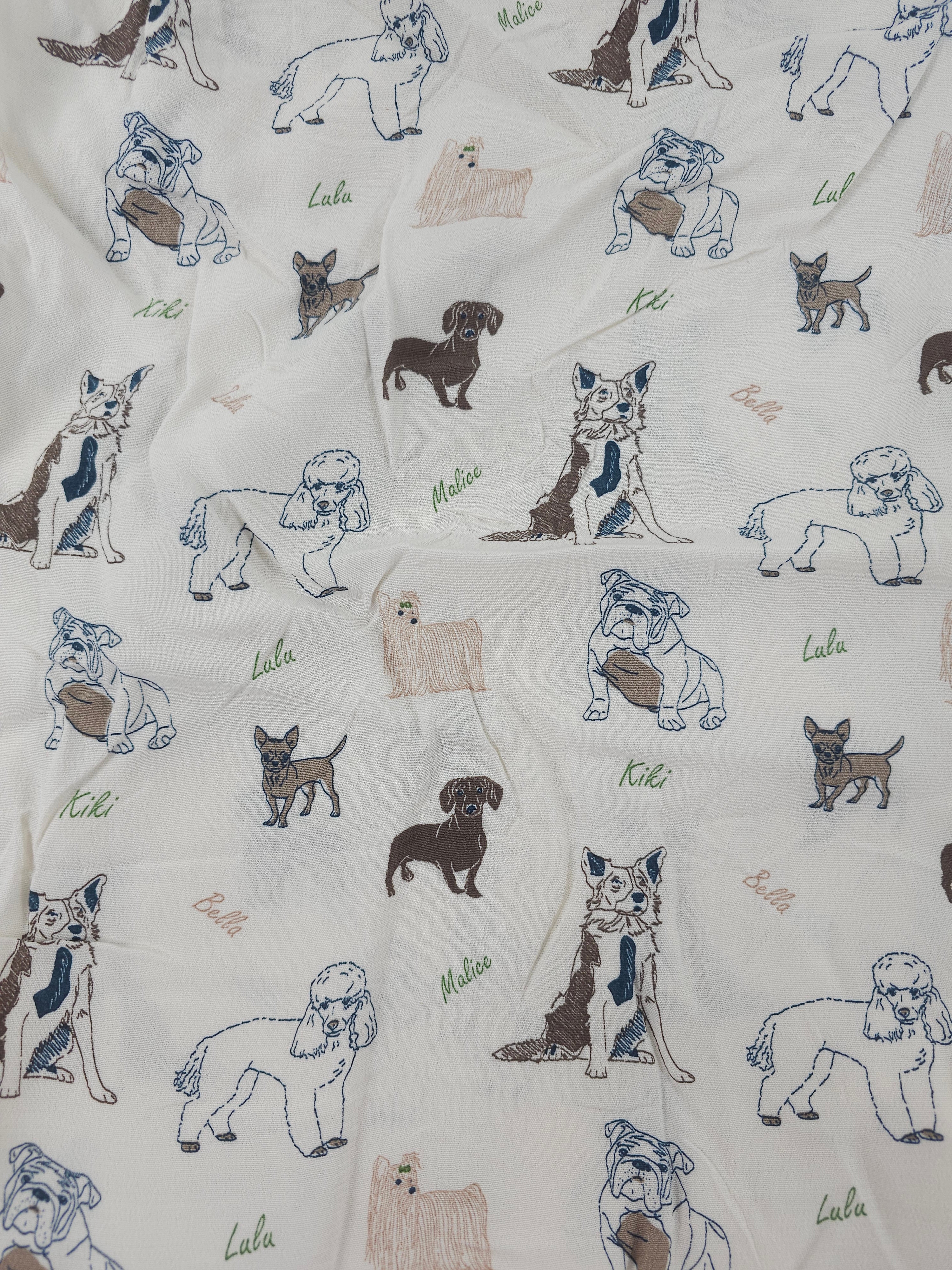 Sketched dogs Viscose crepe- 2.8m piece
