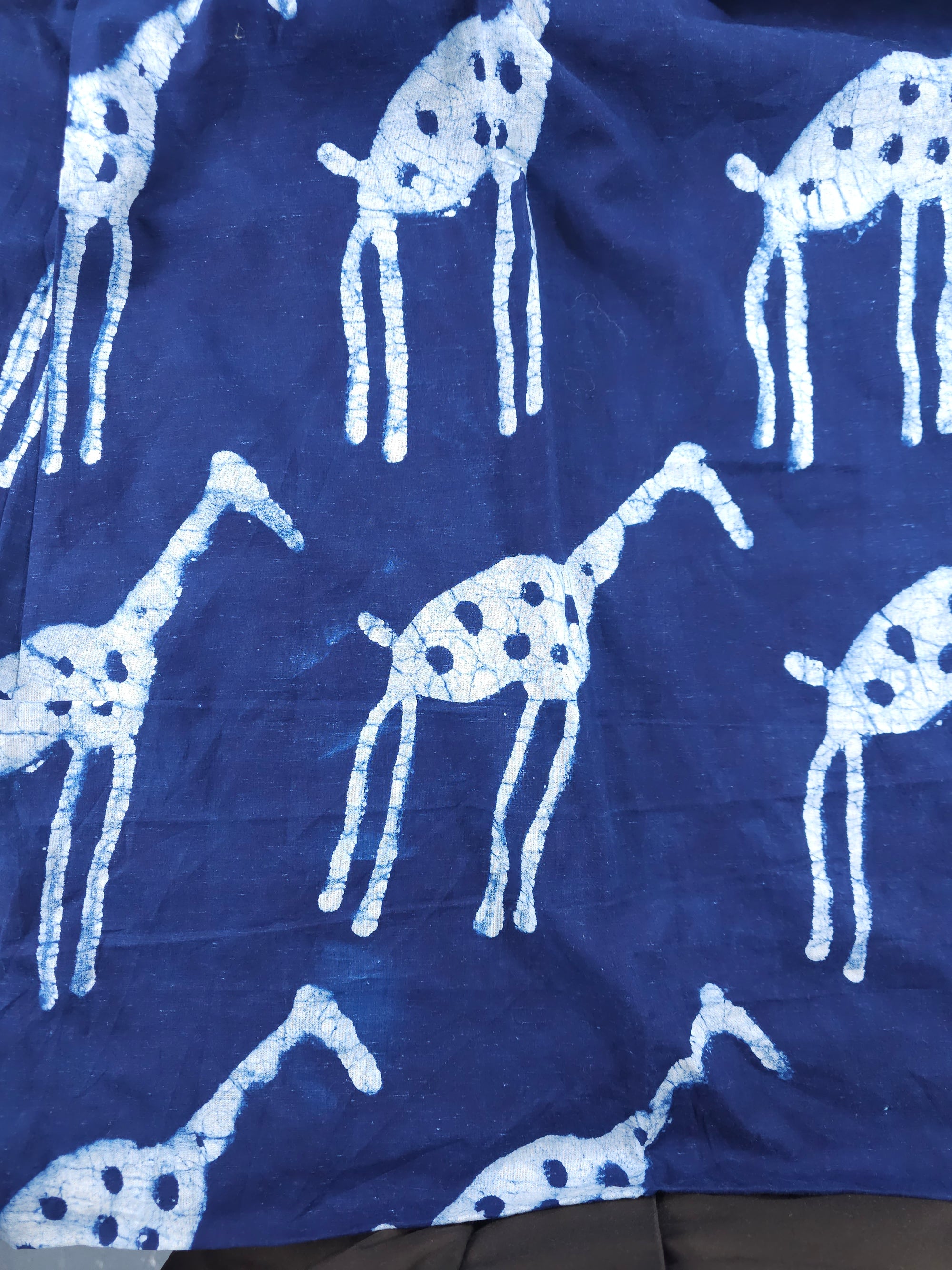 Indigo Giraffe Block Print Cotton (Various Sizes)