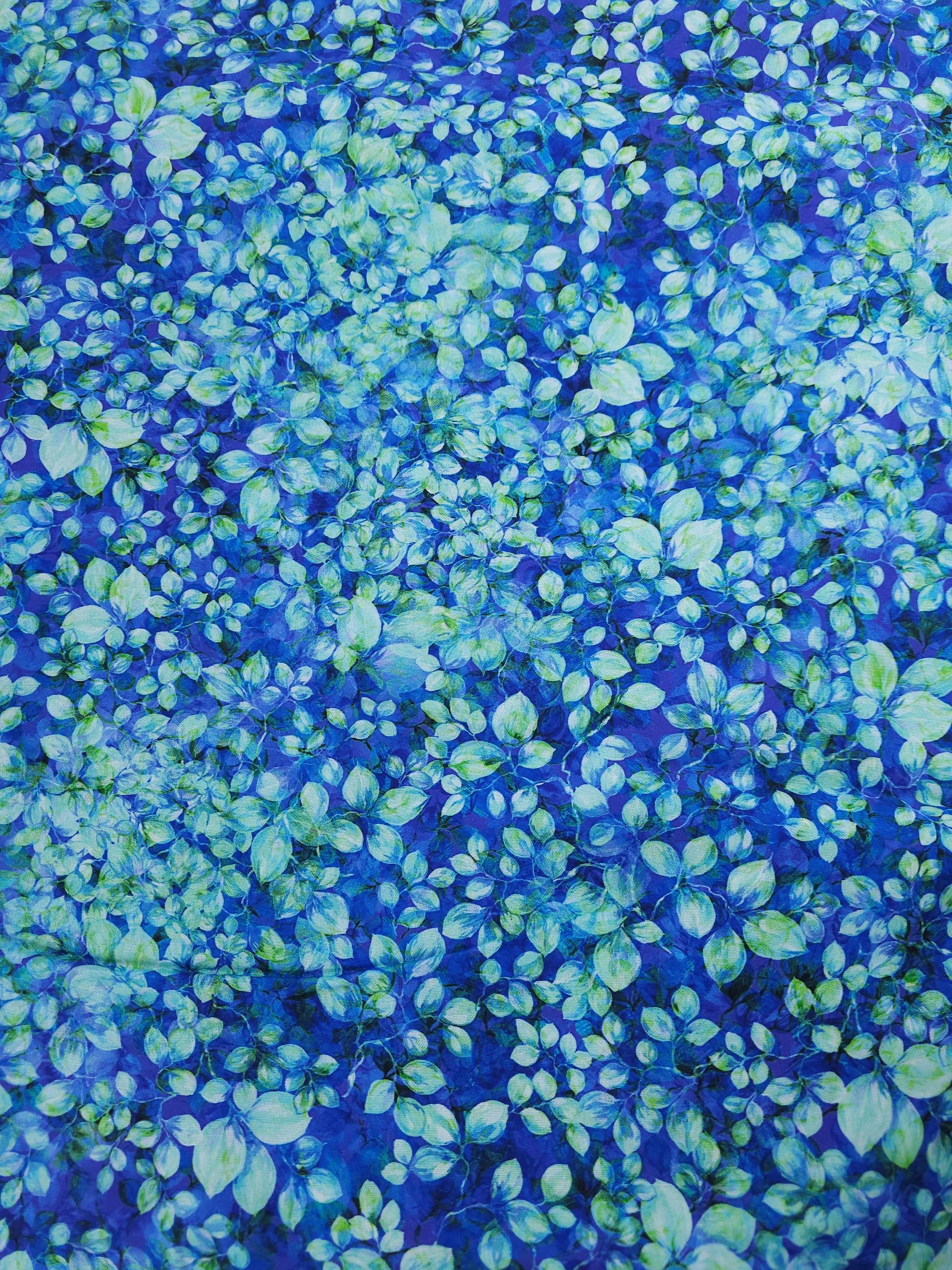 Aqua Botanical Floral Cotton - (Various Sizes)