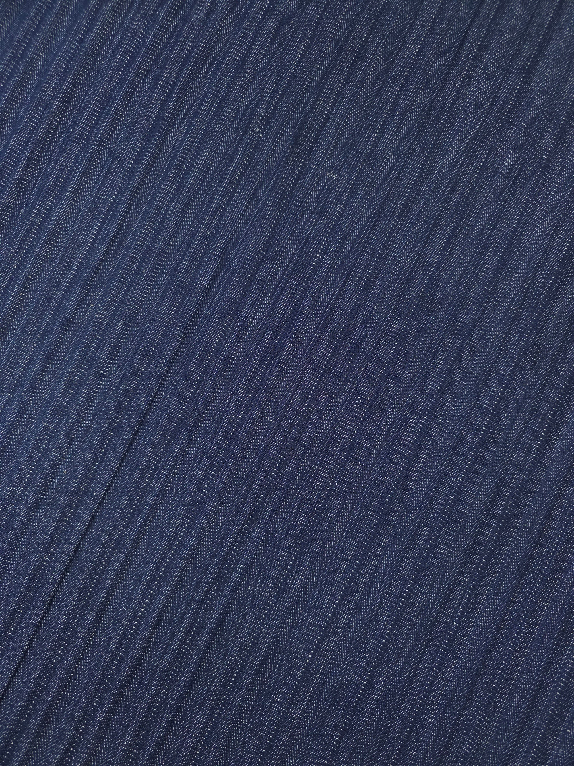 Indigo Navy Crinkle Herringbone Stripe Denim