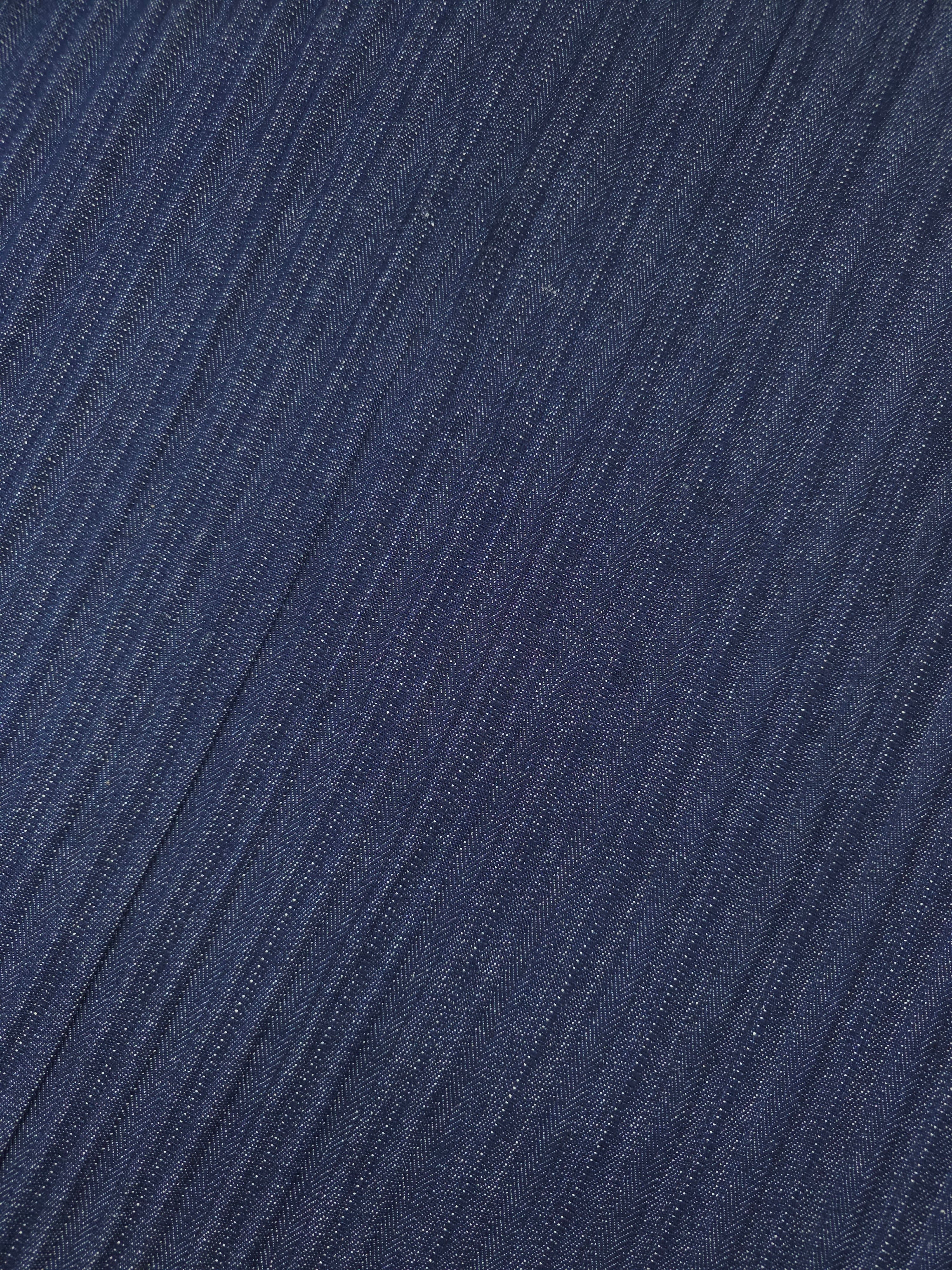 Indigo Navy Crinkle Herringbone Stripe Denim