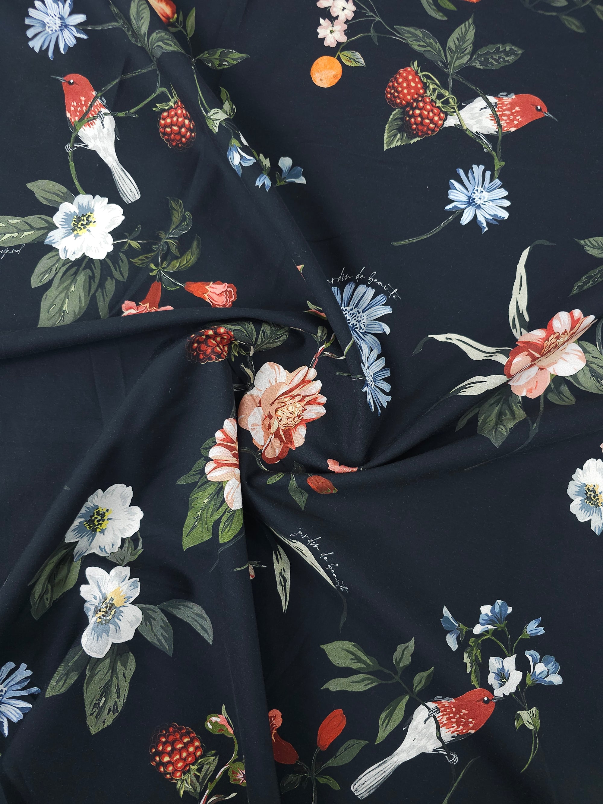 Berry Bird Floral Lightweight Cotton