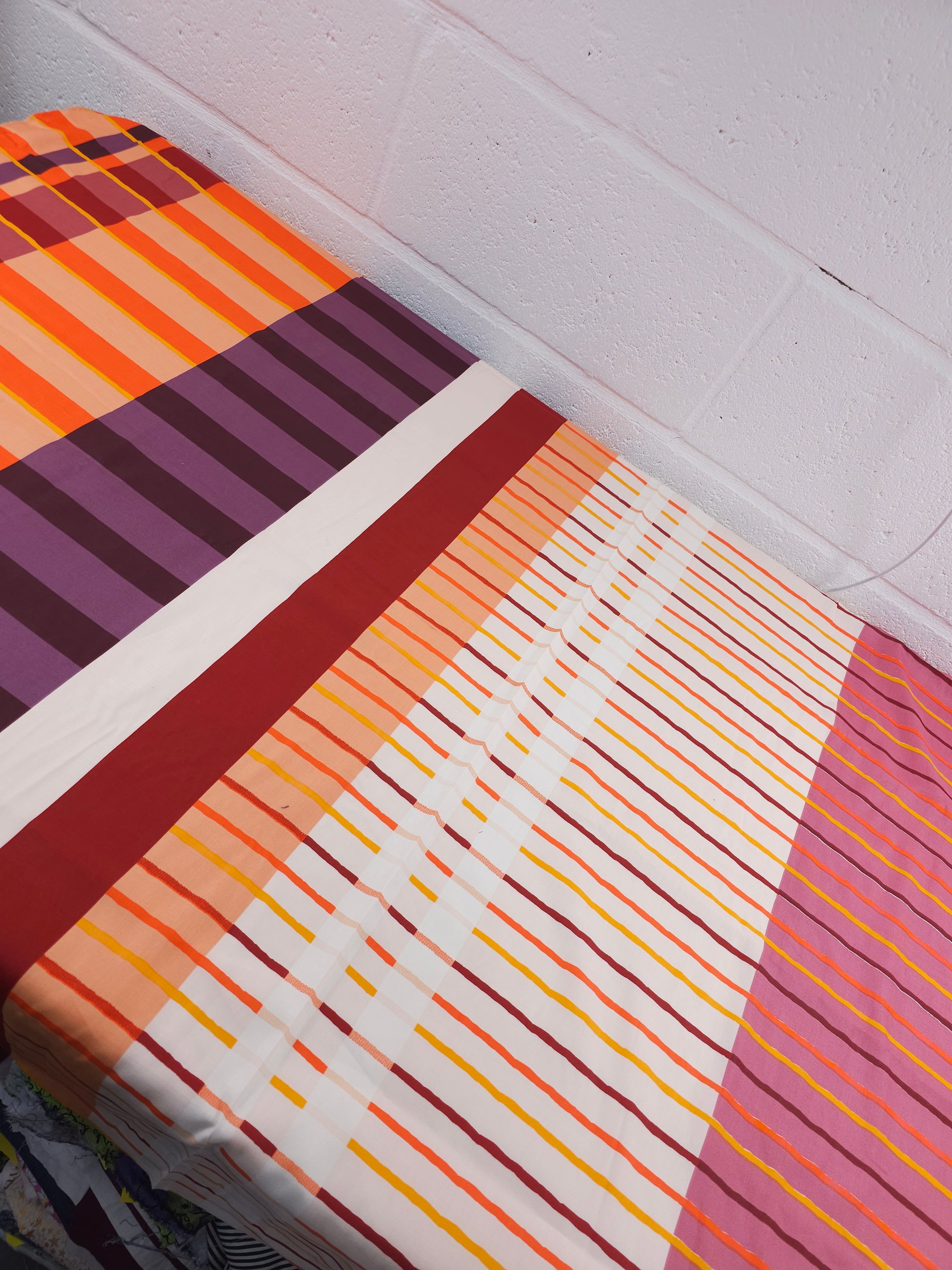 Orange/Plum Irregular Stripe Shifter 100% Cotton 62"