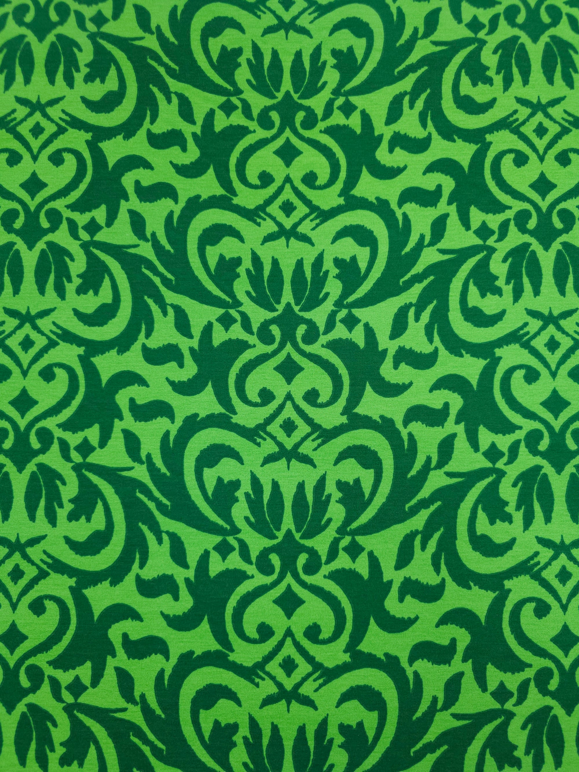 Green Duo Tone Damask Cotton