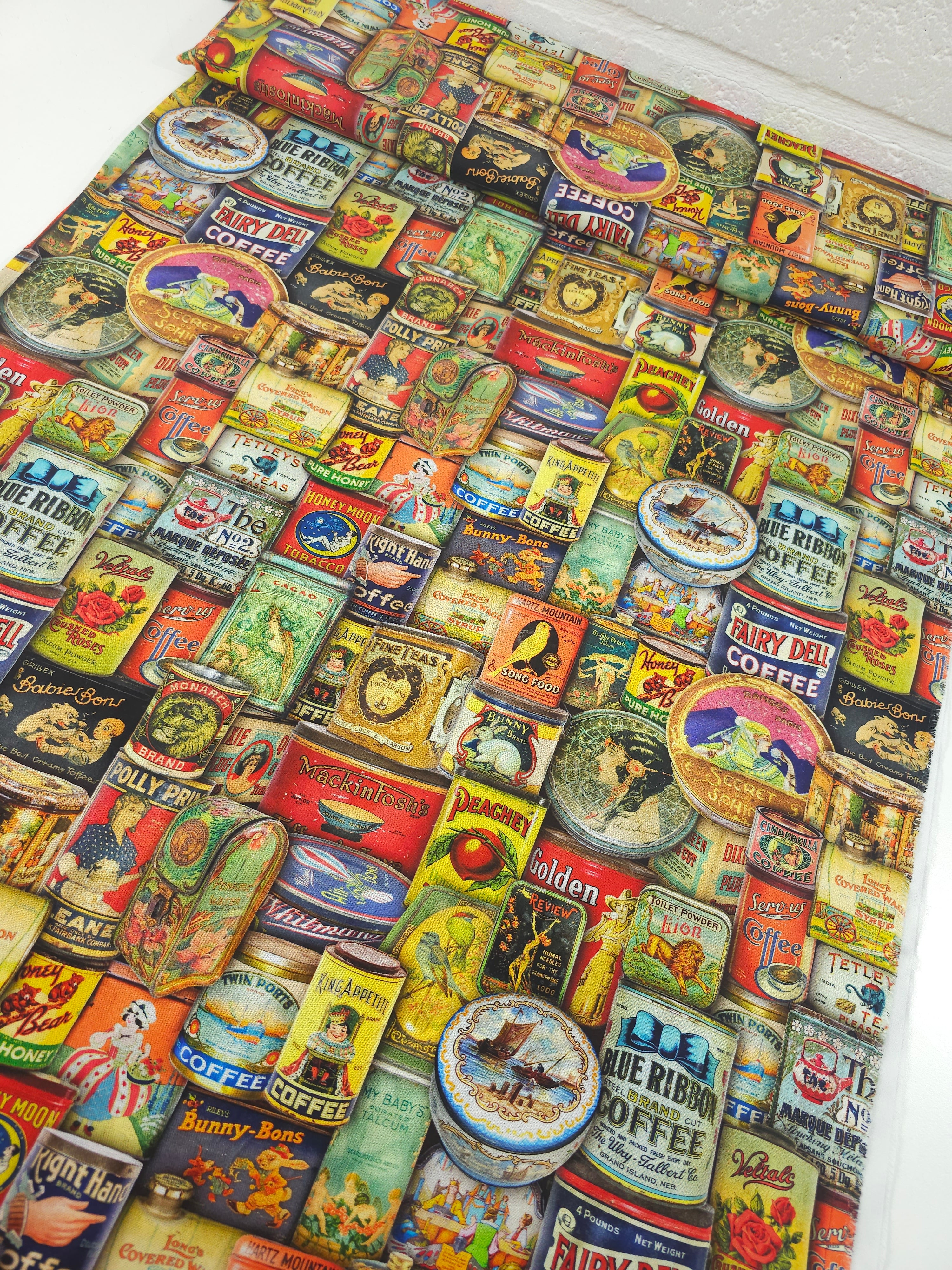 Retro/Vintage Food Cans 100% Cotton - Robert Kaufman