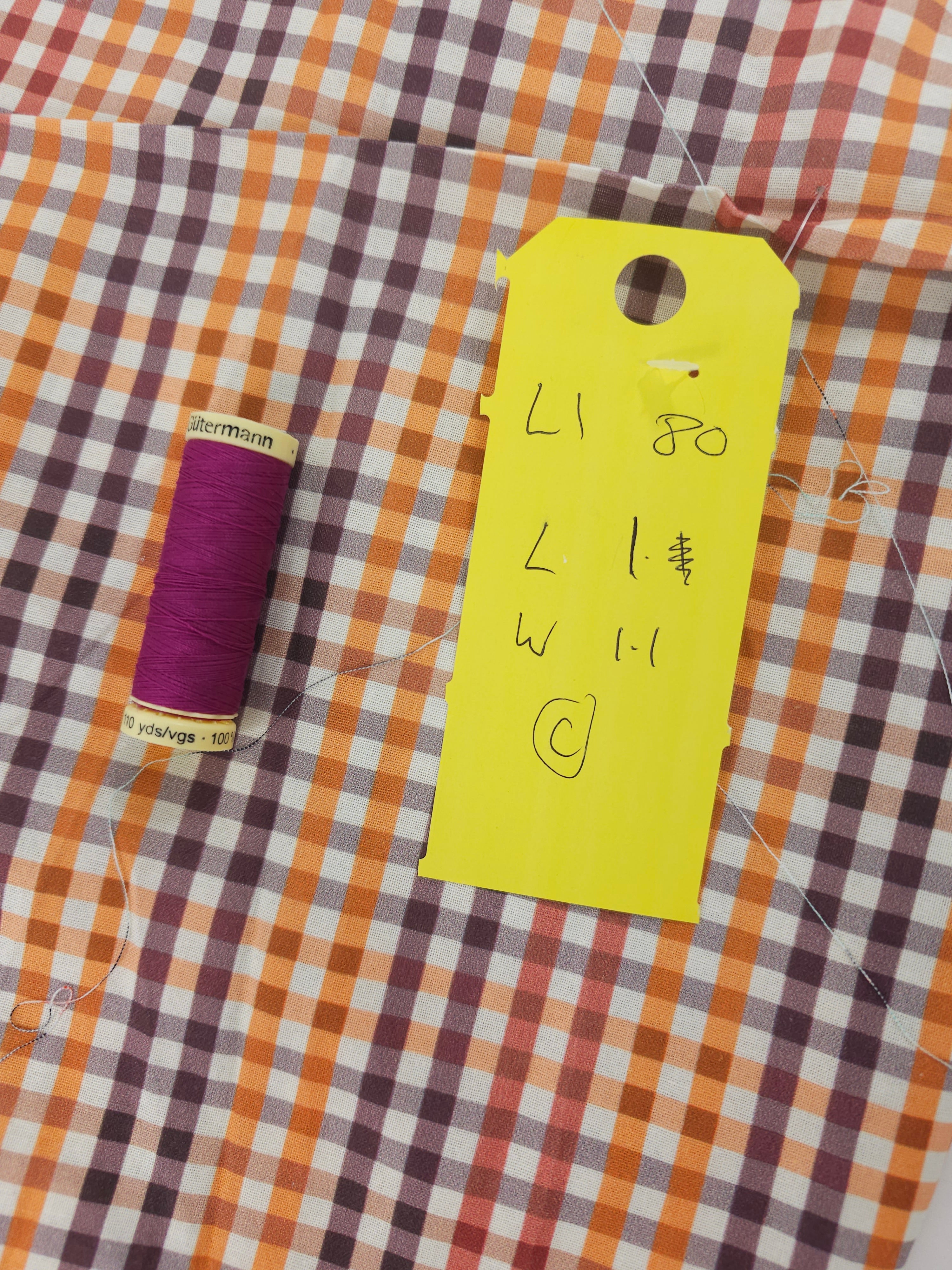 Orange plaid Cotton- 1.1m piece