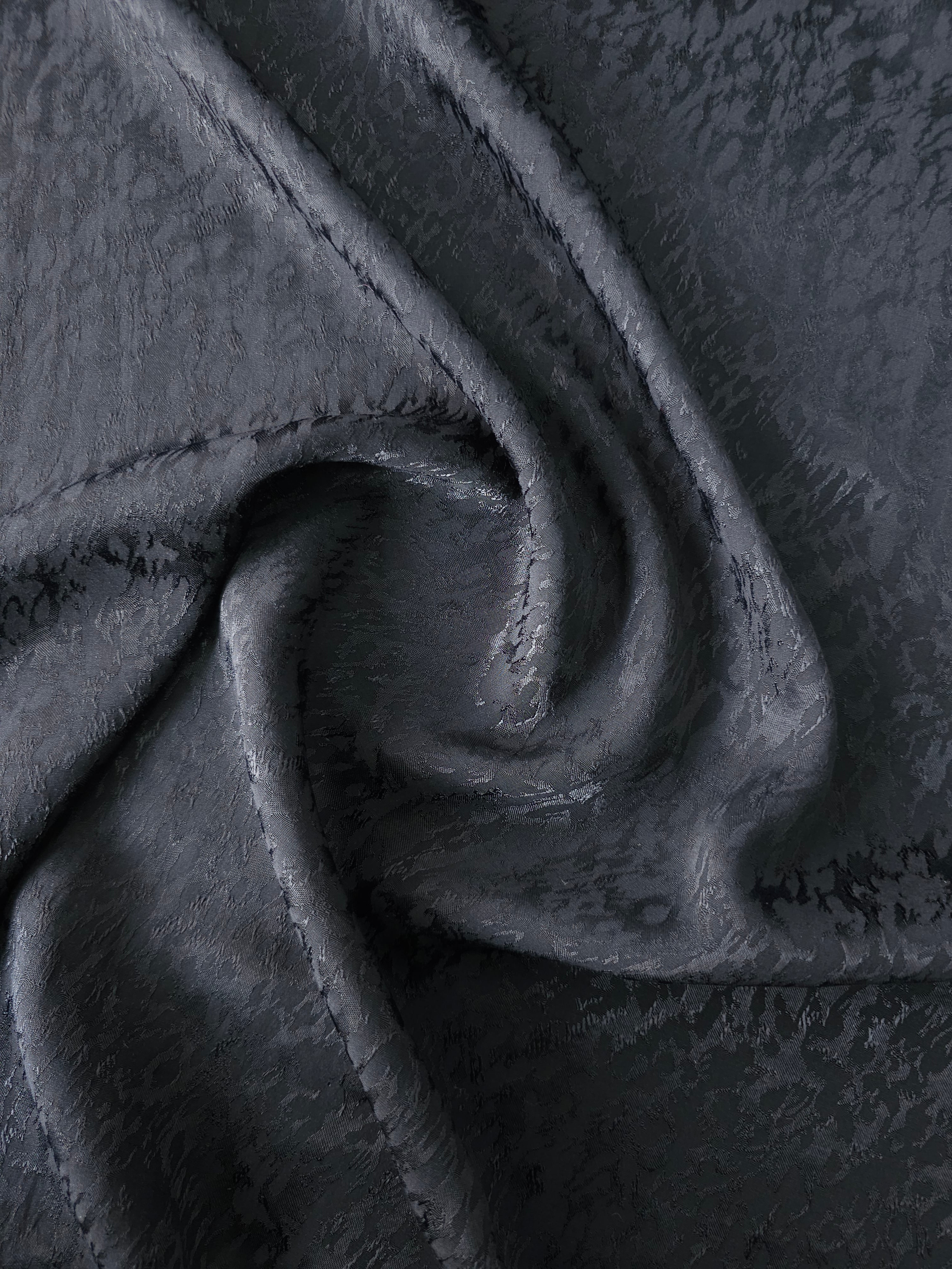 Black Static Viscose Satin Jacquard