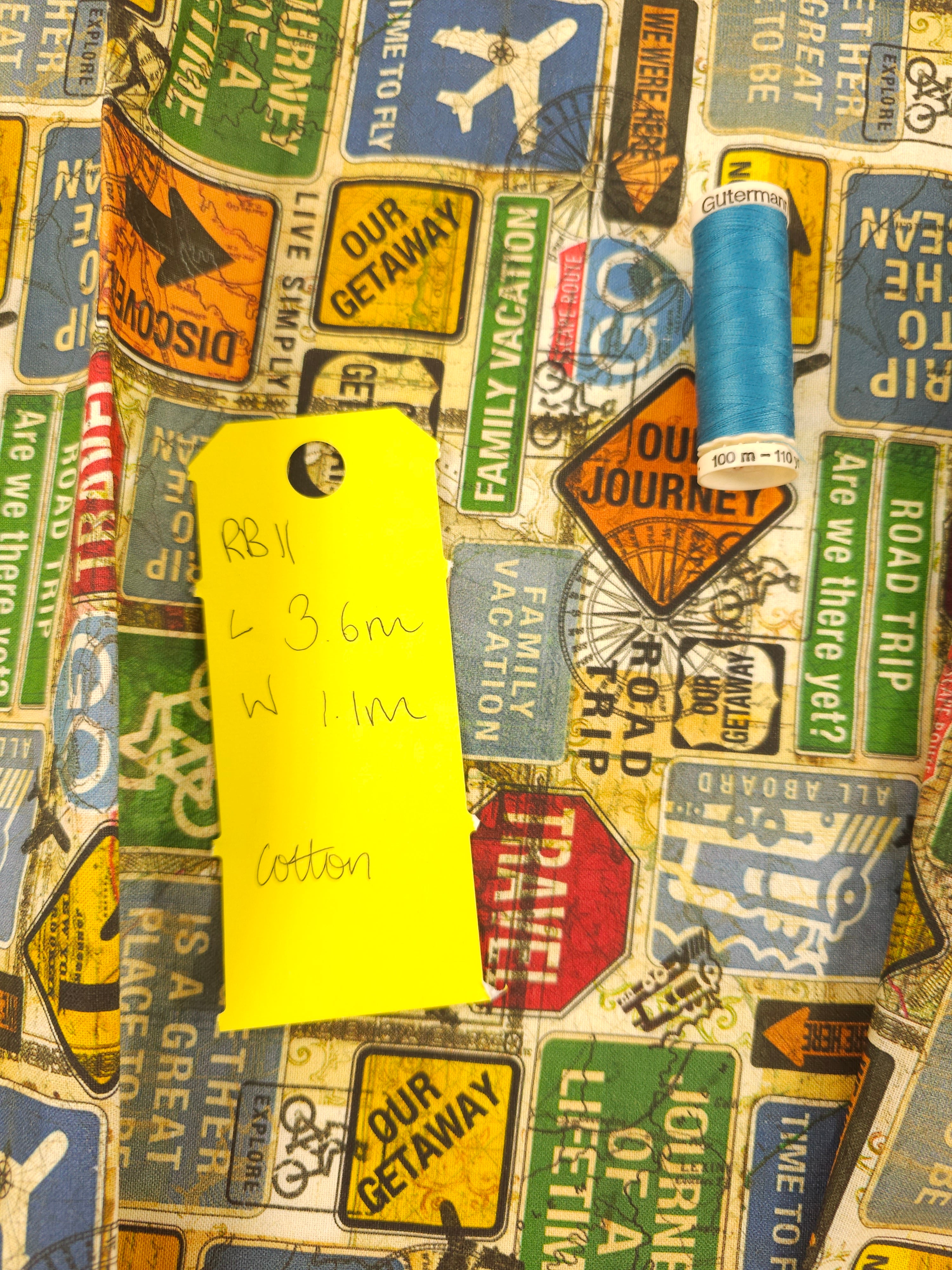 Travel signs Cotton- 3.6m piece