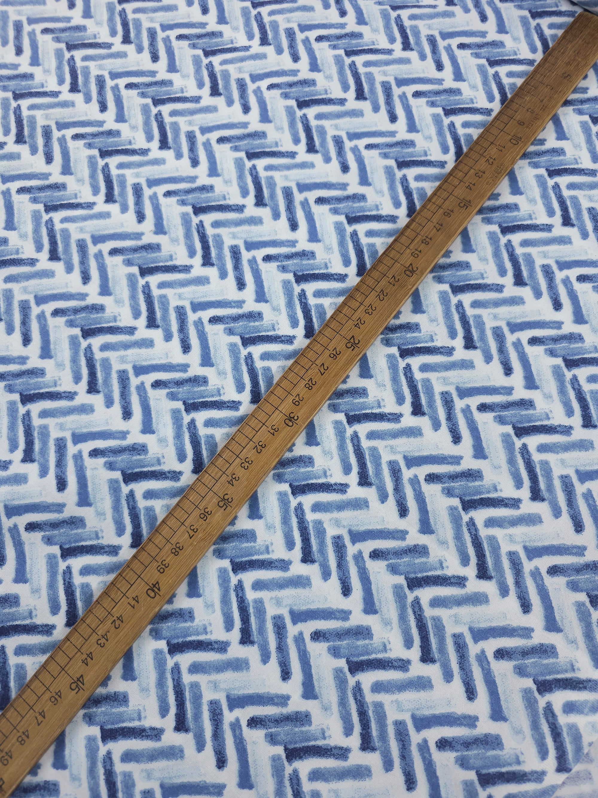 Pale Blue Abstract Herringbone 100% Cotton 118" *EXTRA WIDE*