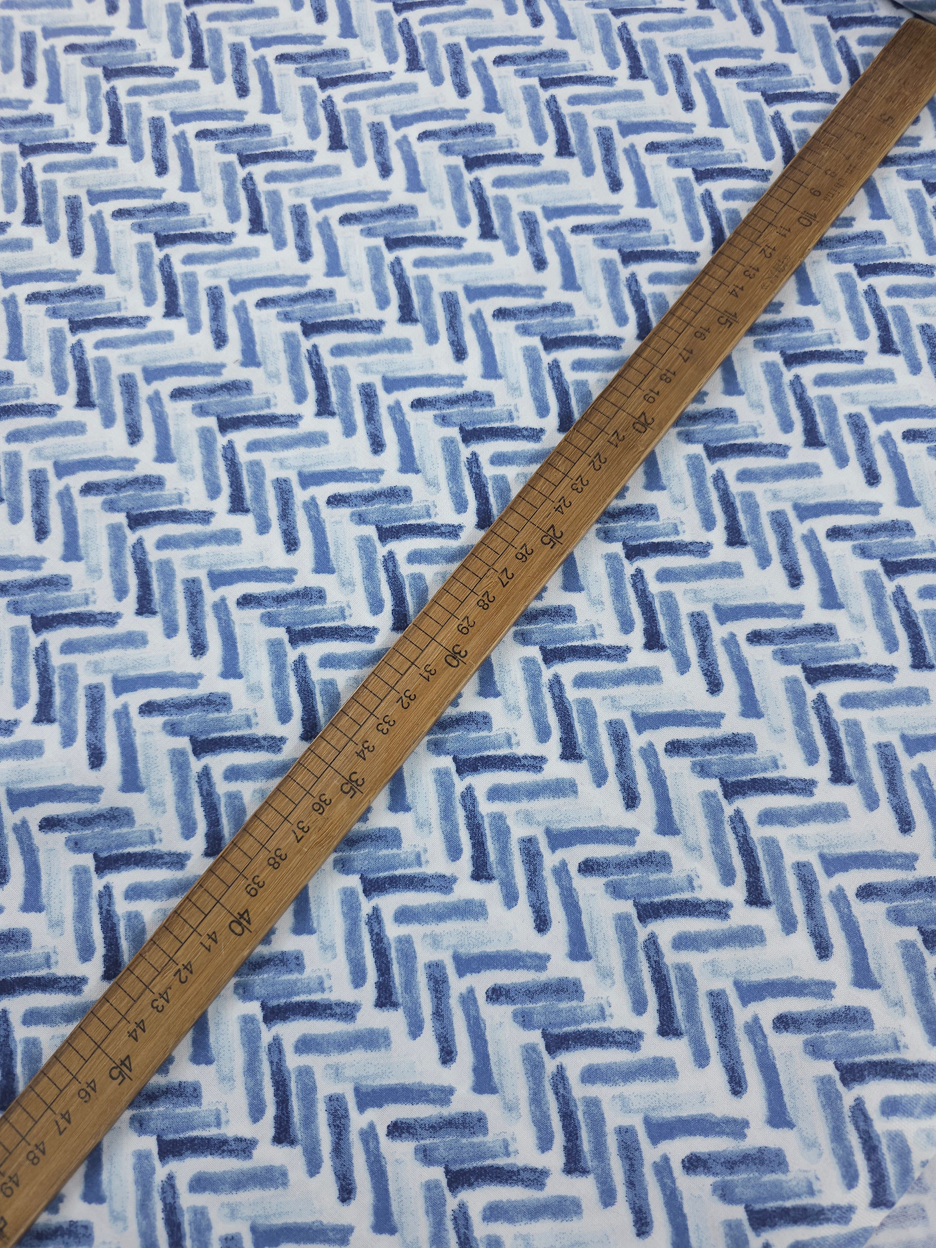 Pale Blue Abstract Herringbone 100% Cotton 118" *EXTRA WIDE*