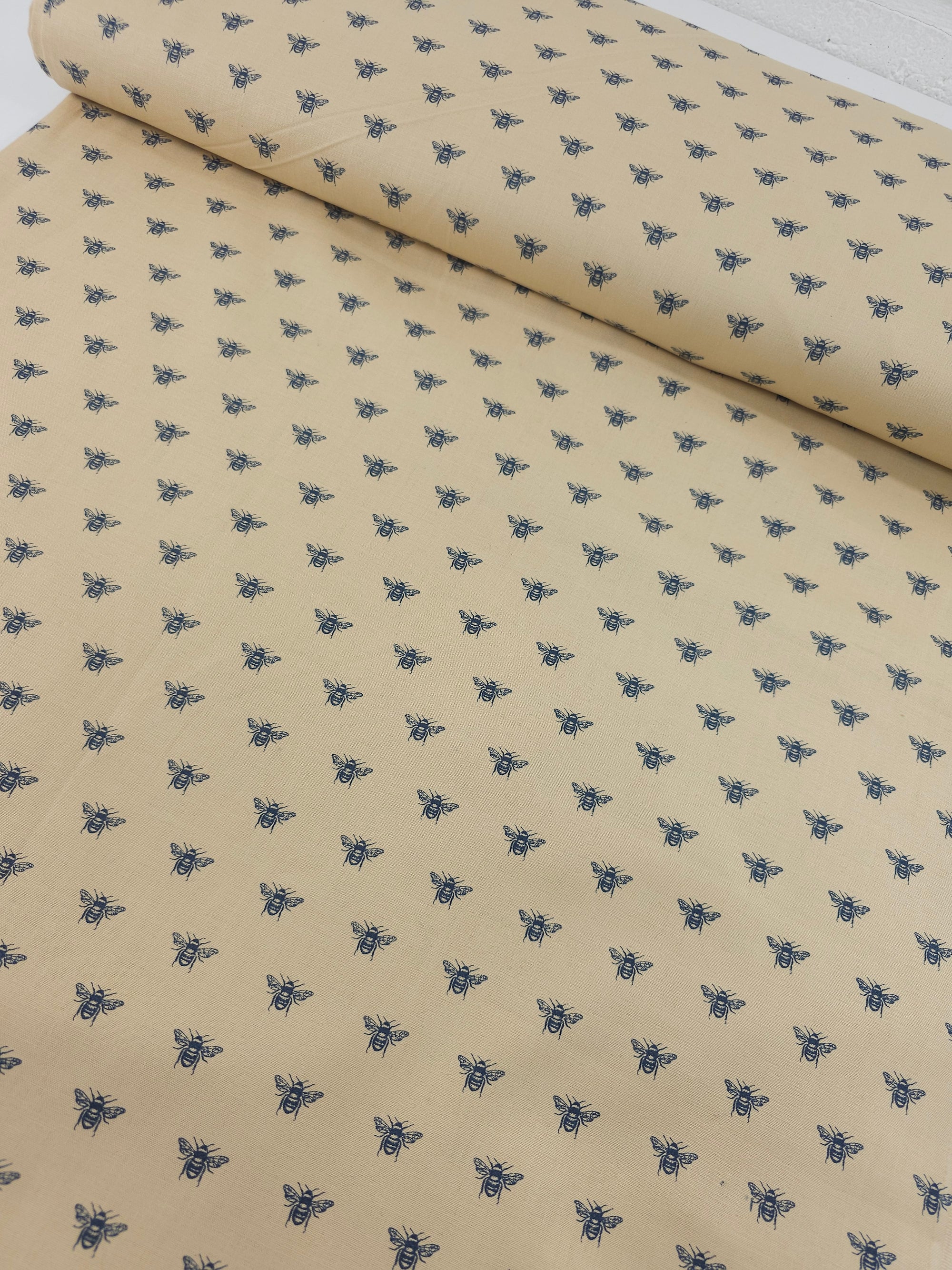 Tan Beige Bees 100% Cotton
