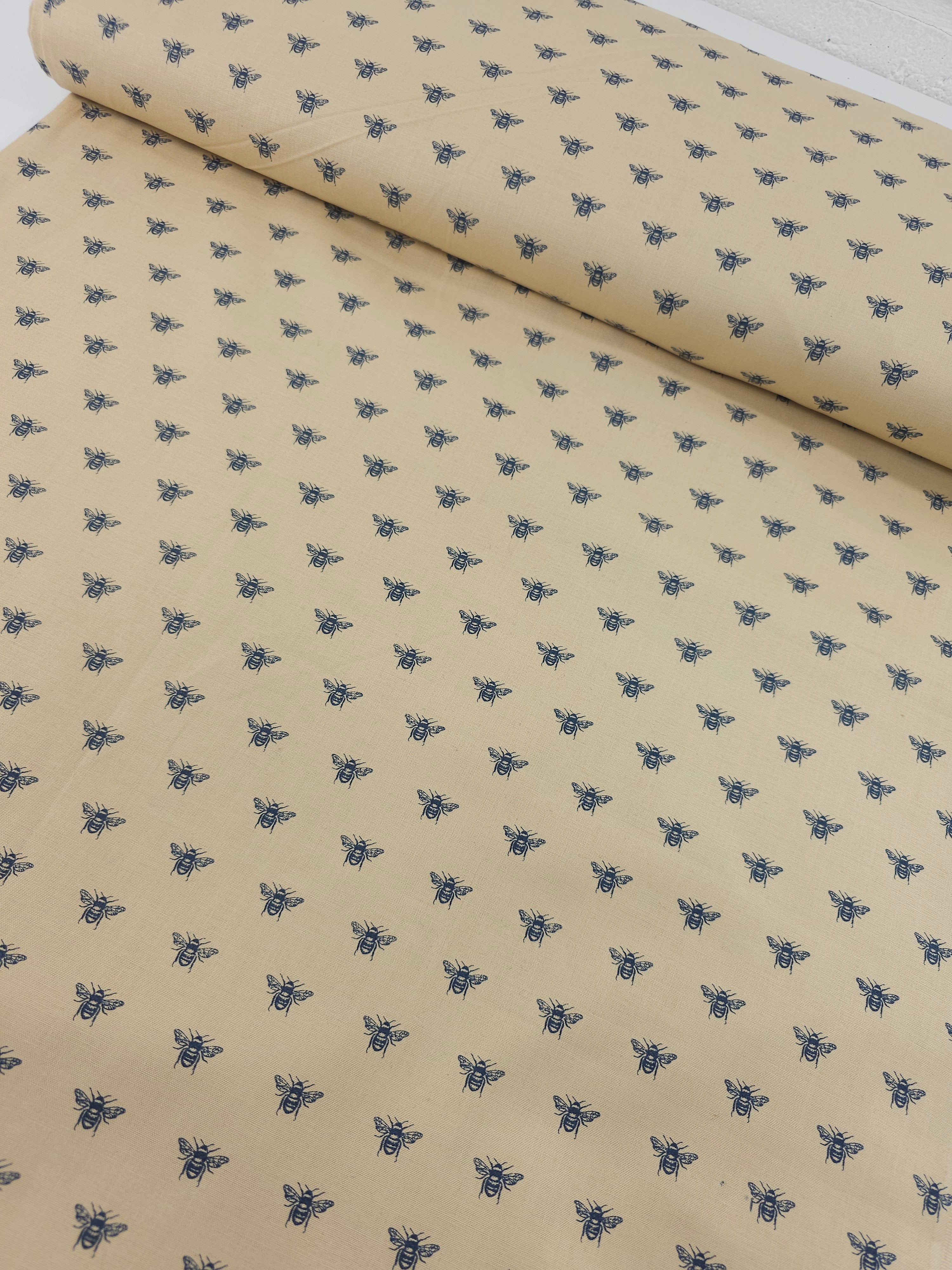 Tan Beige Bees 100% Cotton