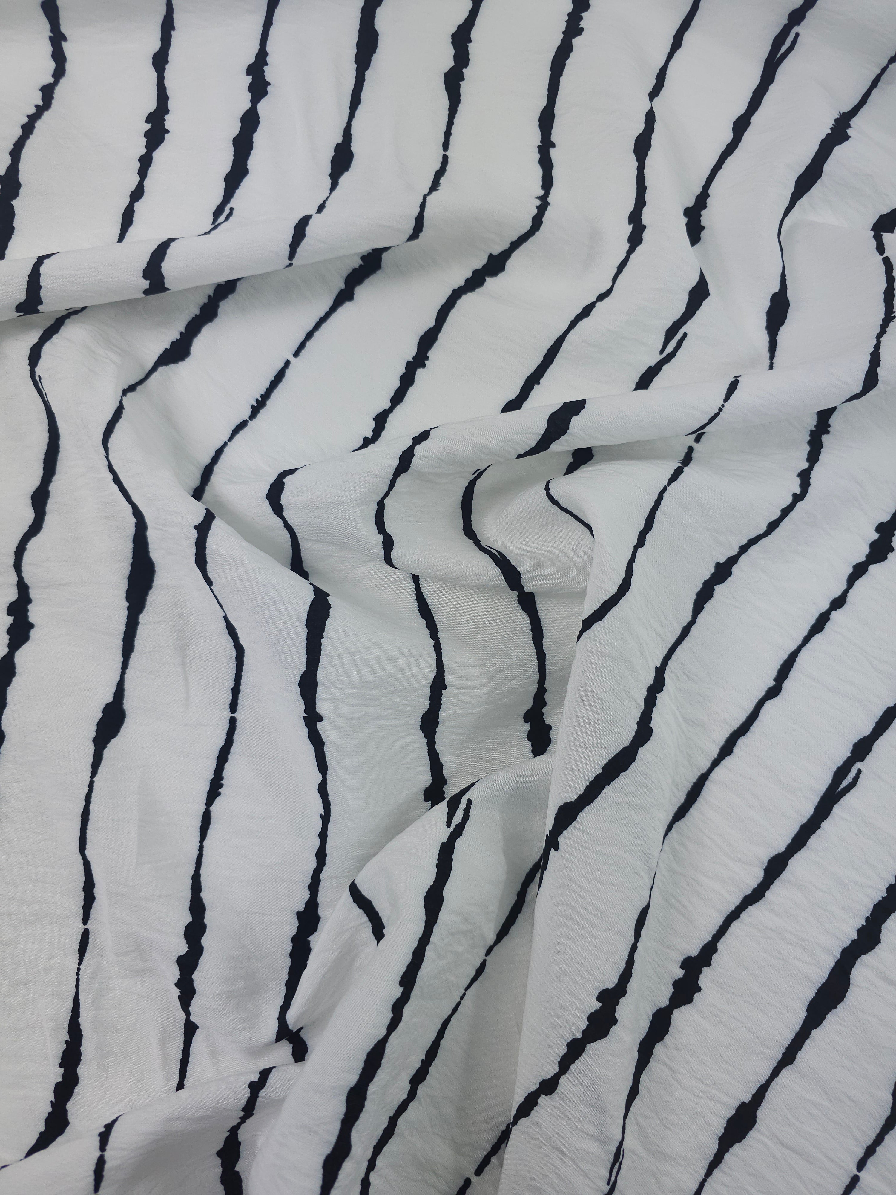 Black/White Twine Stripe Modal Viscose
