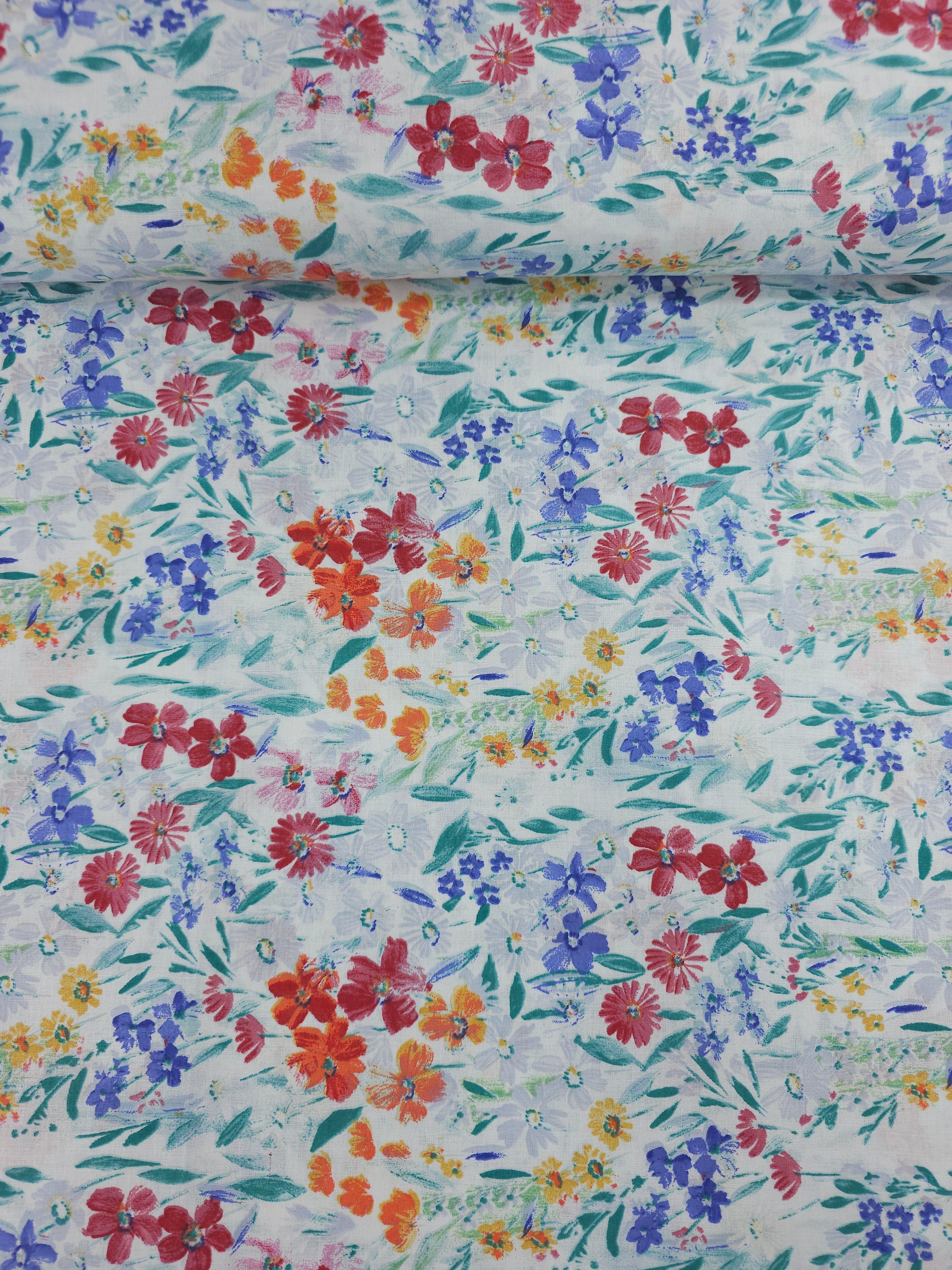 Watercolour Mini Floral Meadow 100% Cotton 110"