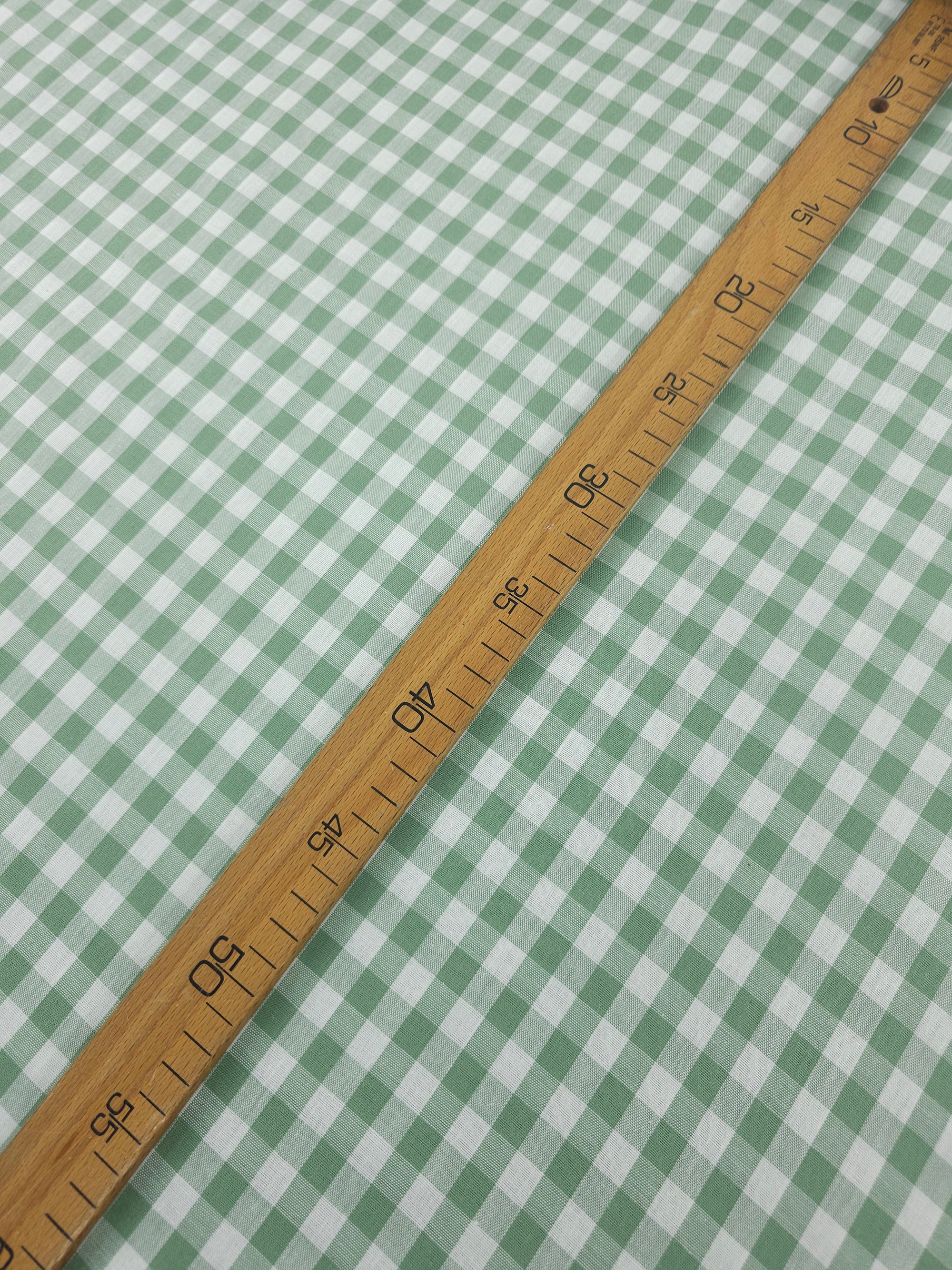 Sage Green Gingham 100% Cotton 55"