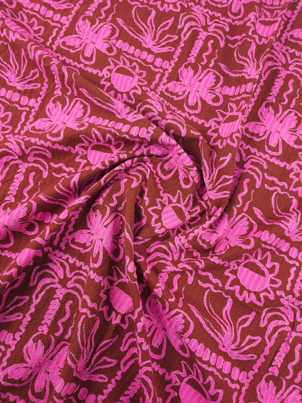 Brown/Fuchsia Pink Sun Palm Cotton SeerSucker - Next