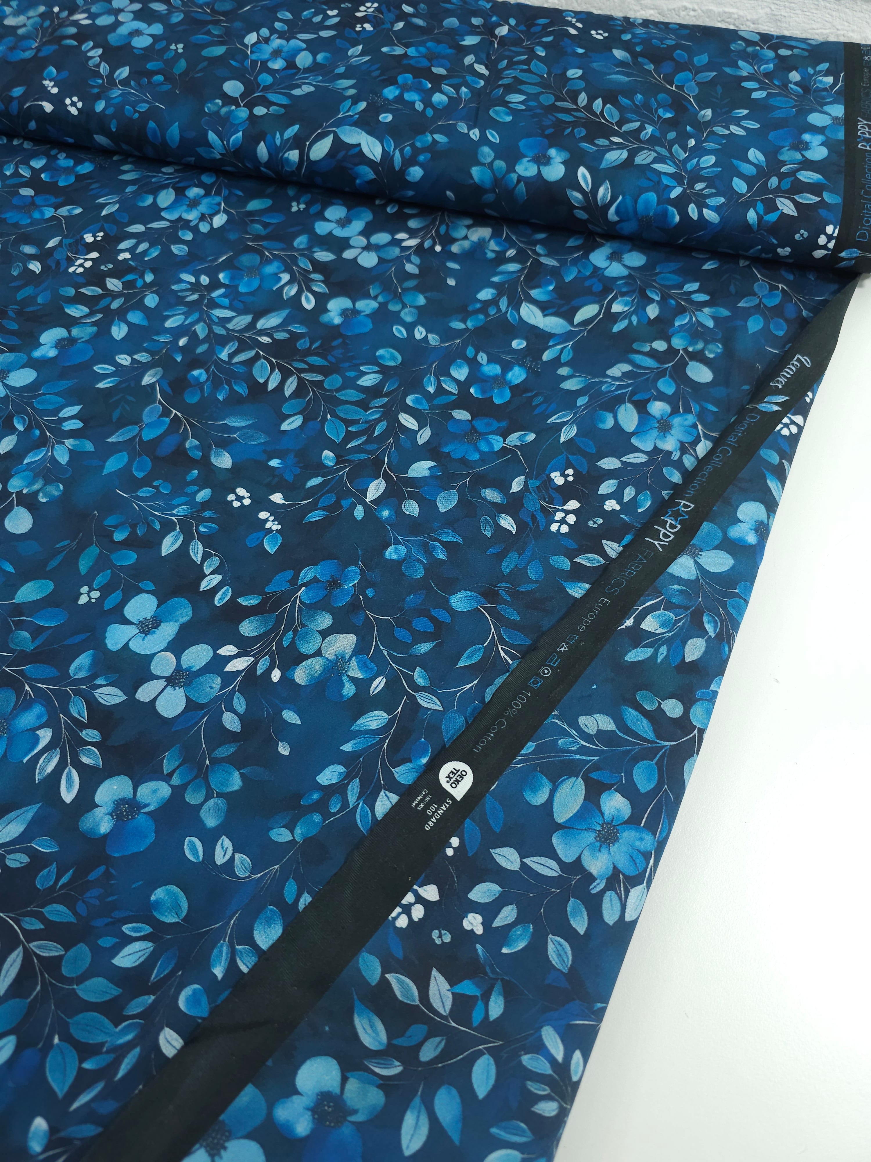 Midnight Blue Enchanted Floral Twine 100% Cotton 57”