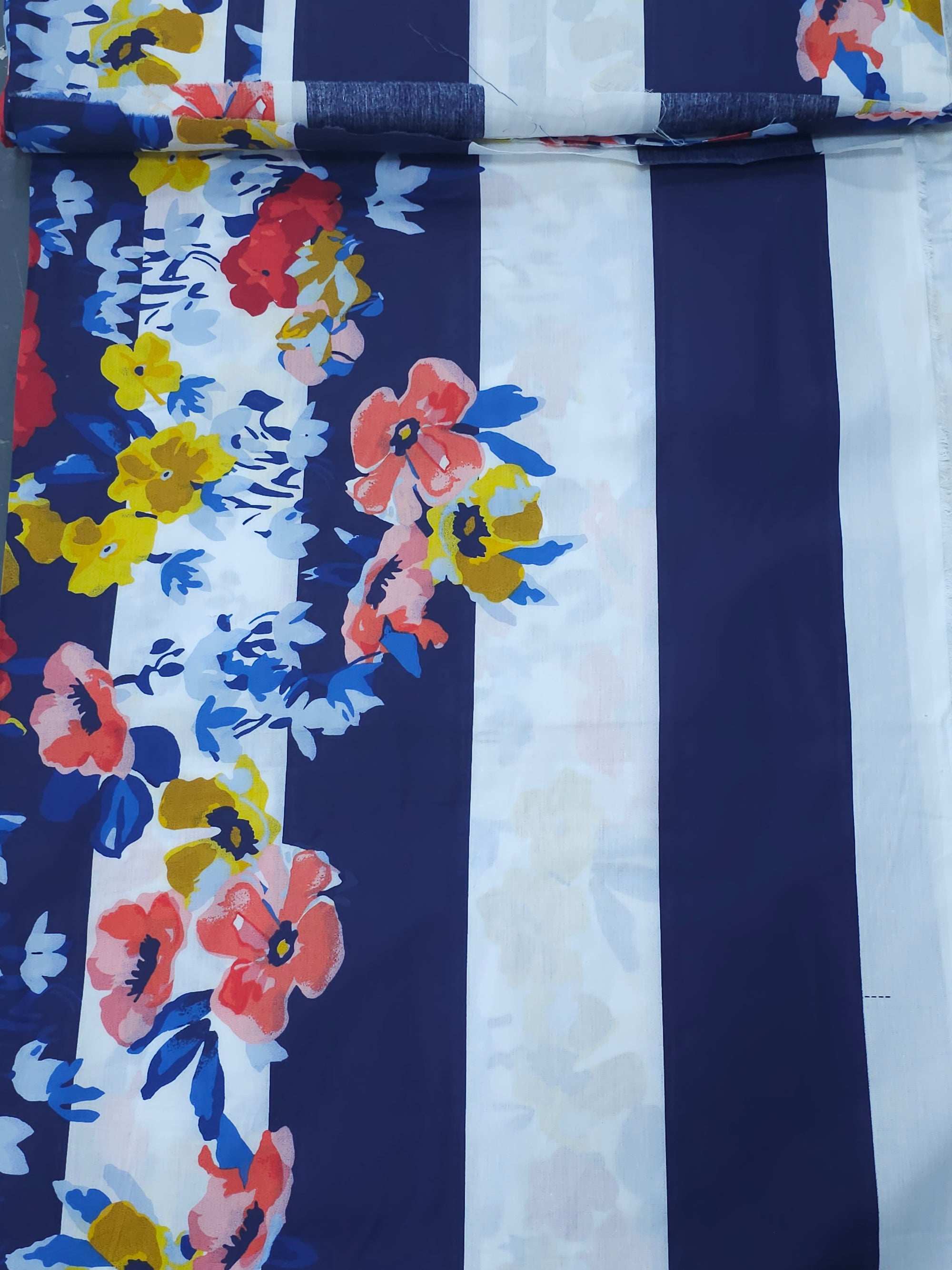 Floral Stripe 100% Cotton 88”