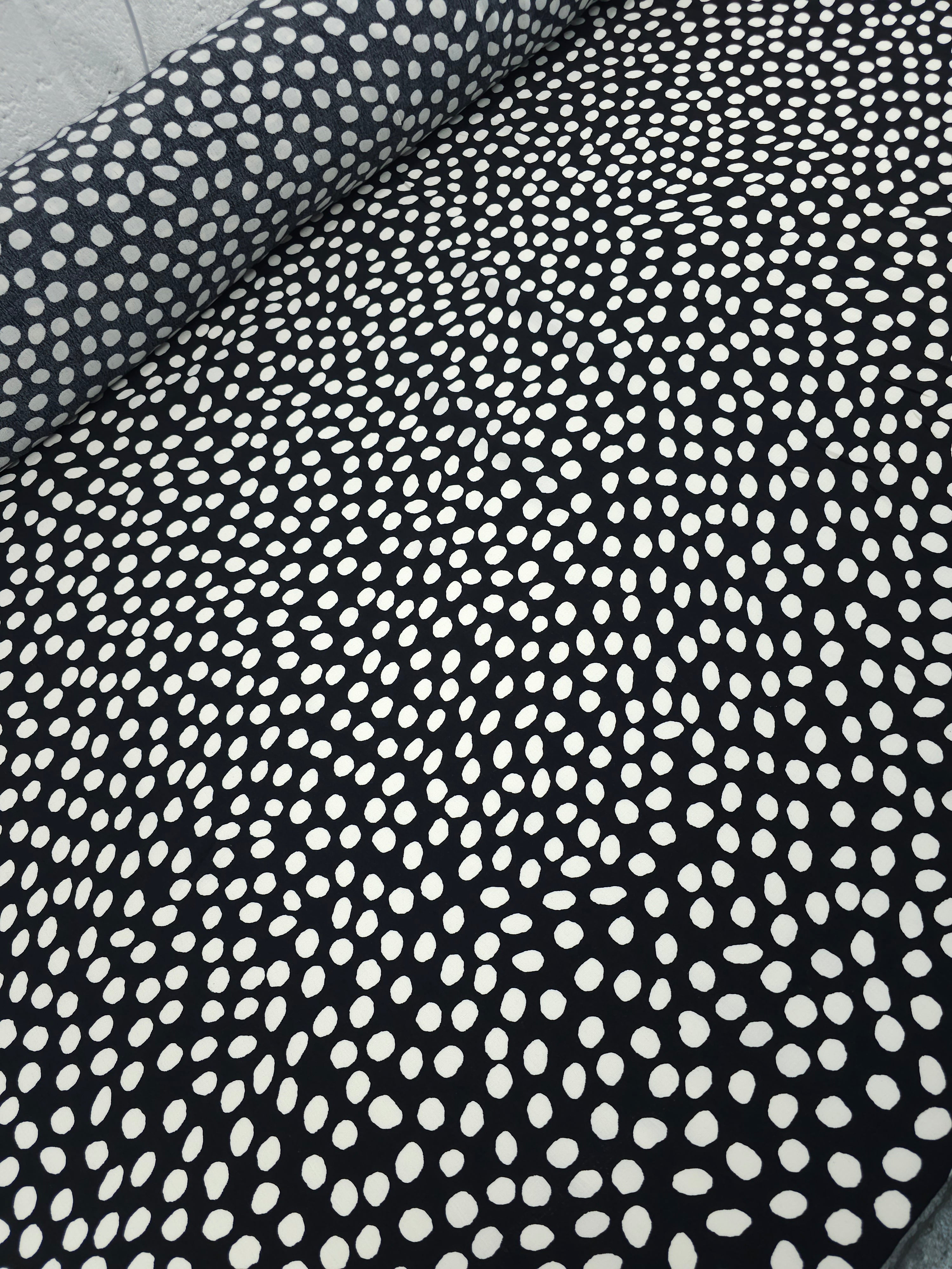Black/Ivory Irregular Polka Spot Viscose Crepe