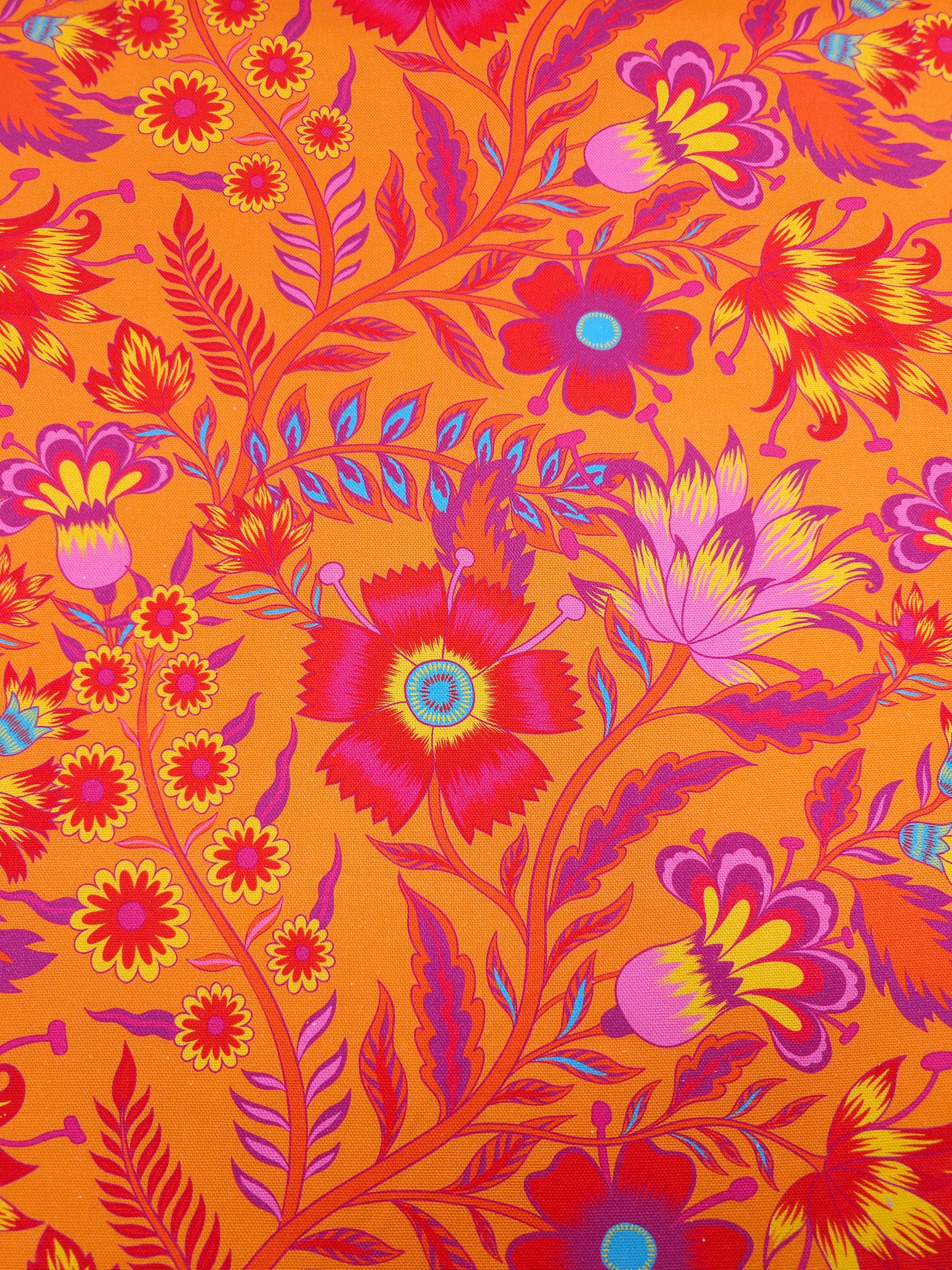 Orange/Pink Floral Fiesta Canvas Cotton