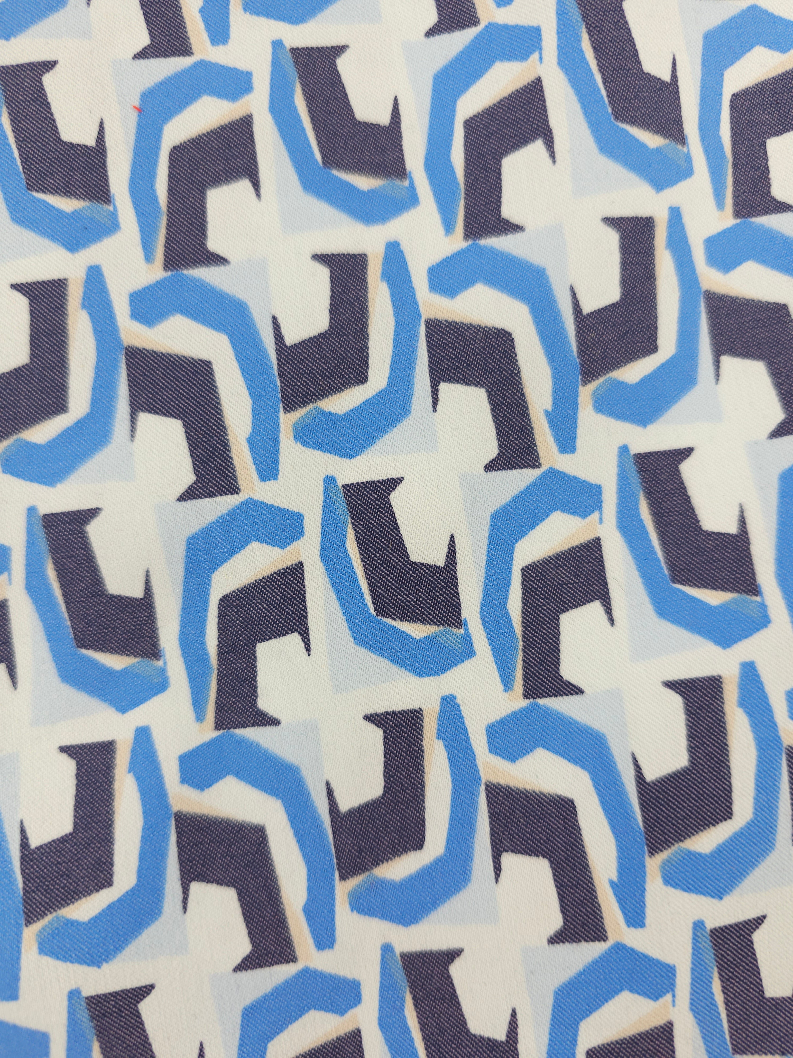 Abstract blue stretchy Cotton sateen twill- 5m piece