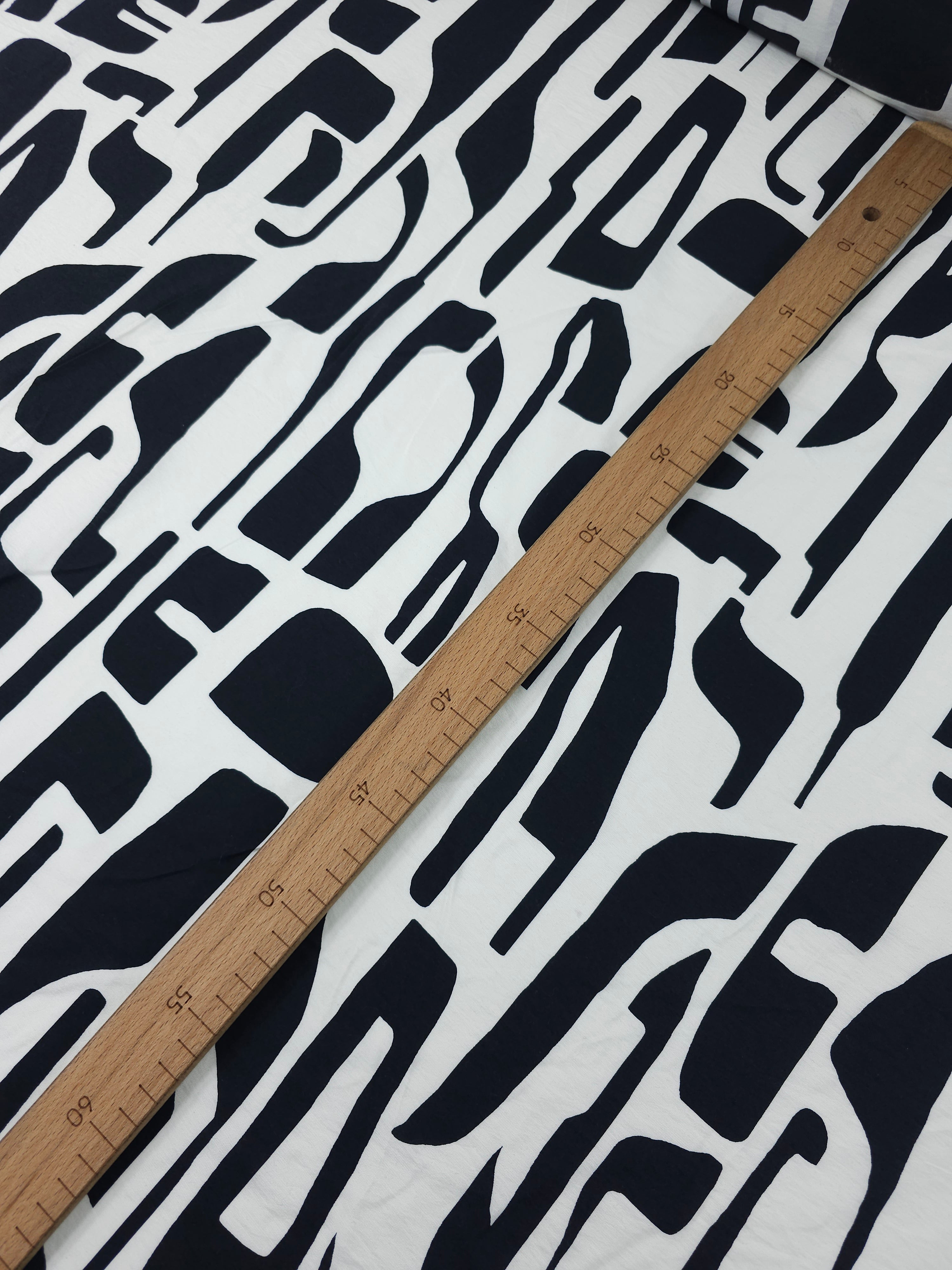 Black/White Abstract Boho Shapes Modal Viscose