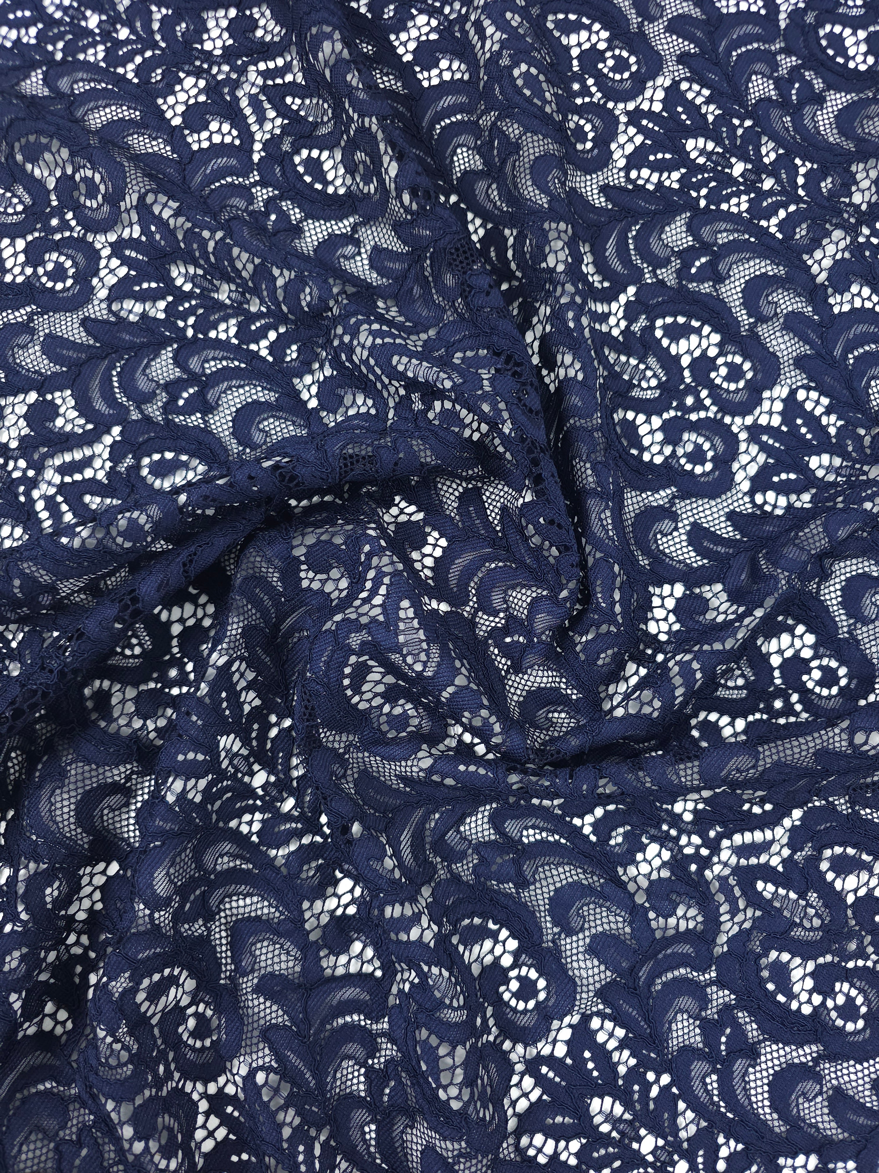Navy Damask Lace