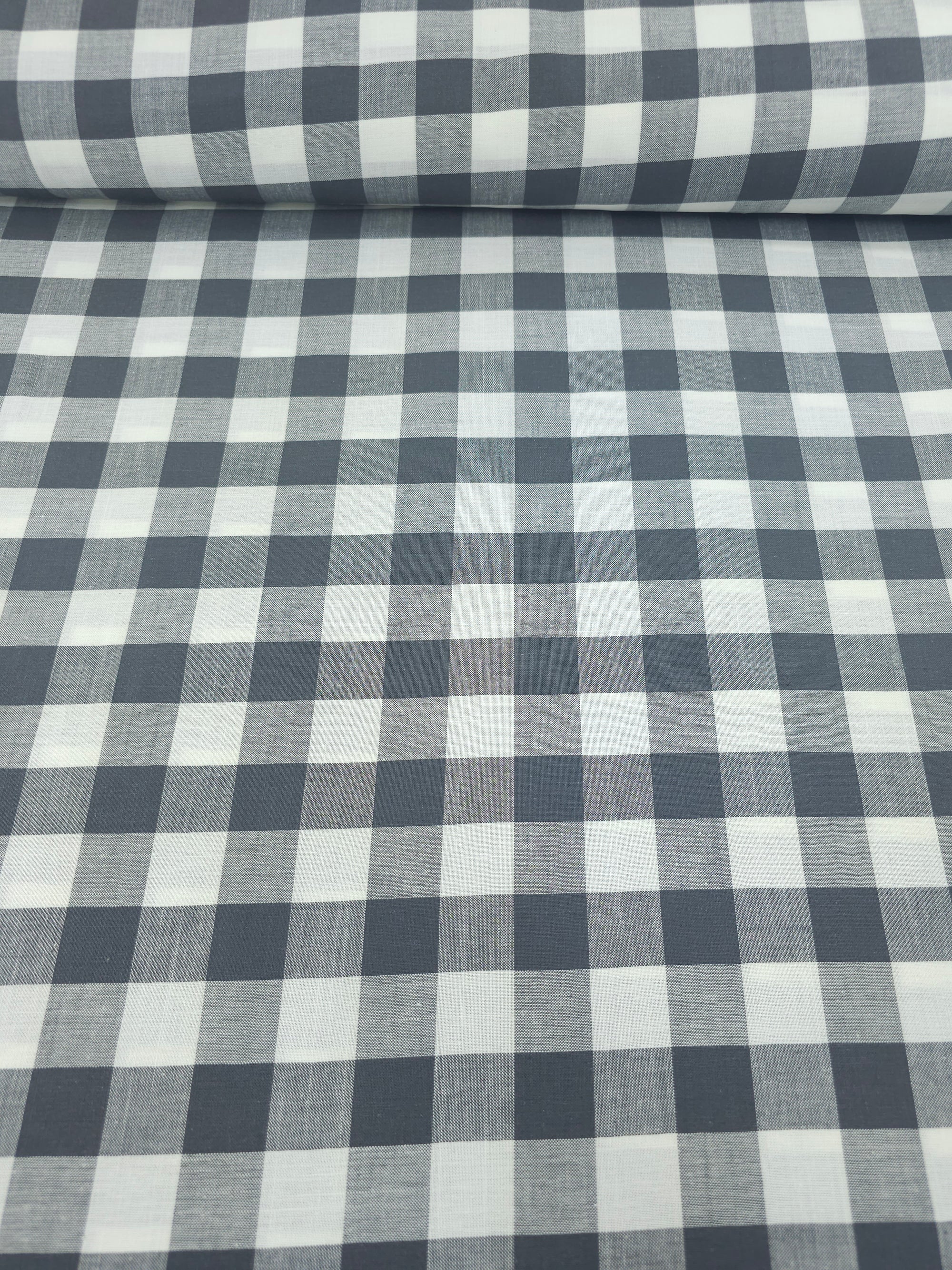 Ash Black Large Gingham 100% Cotton 90" *EXTRA WIDE*