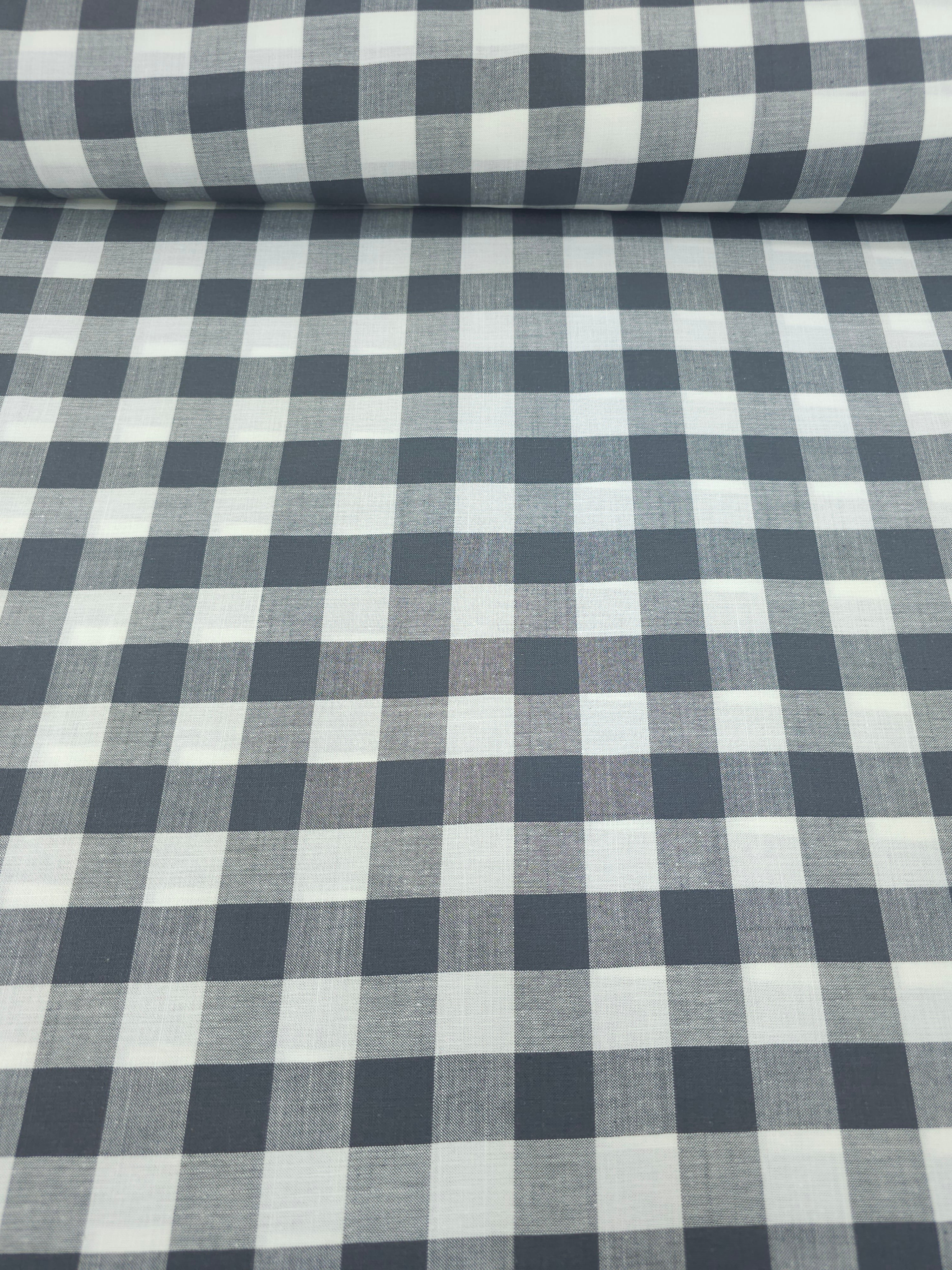 Ash Black Large Gingham 100% Cotton 90" *EXTRA WIDE*