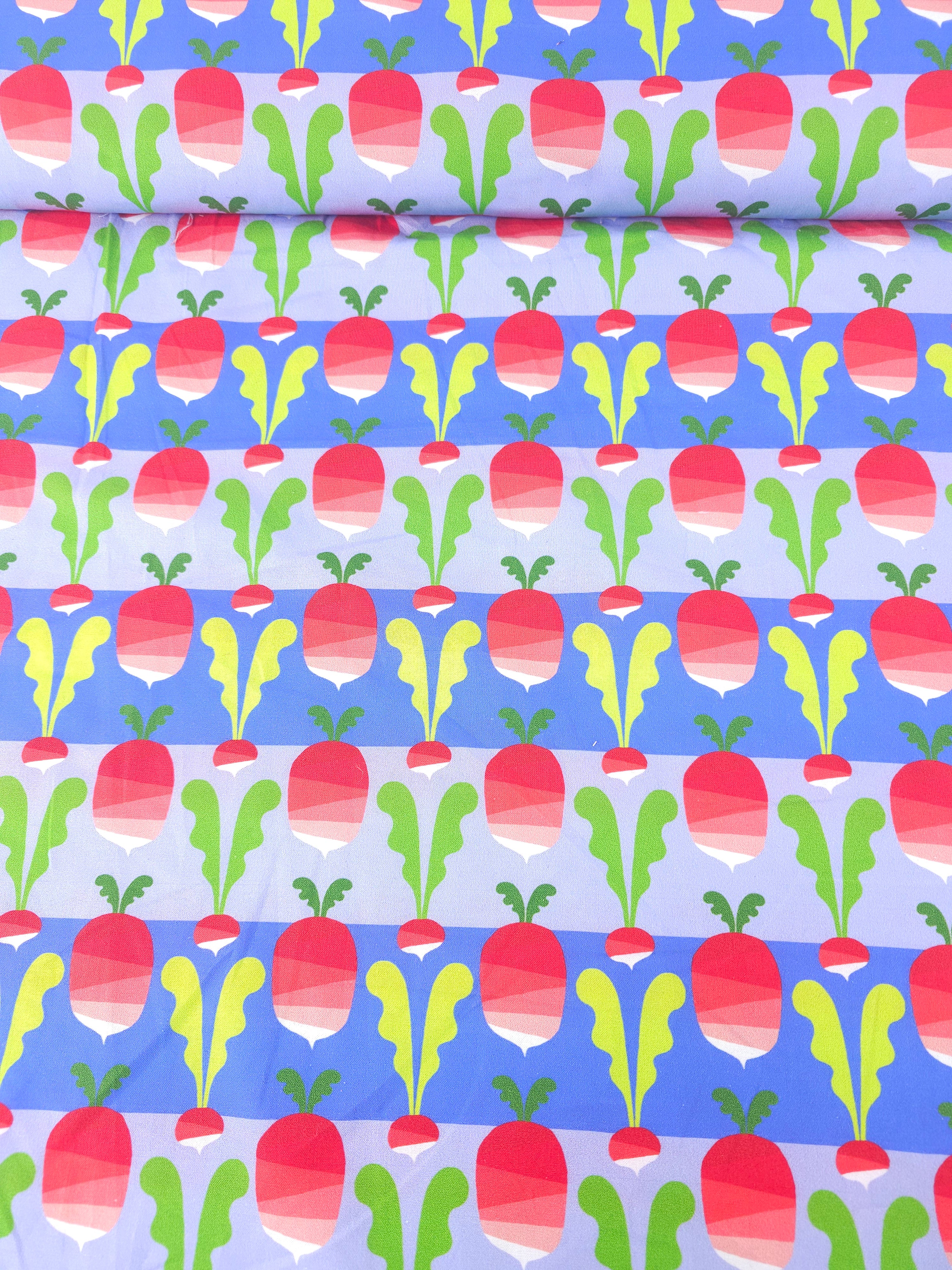 Red/Blue Novelty Radish 100% Cotton - Free Spirit