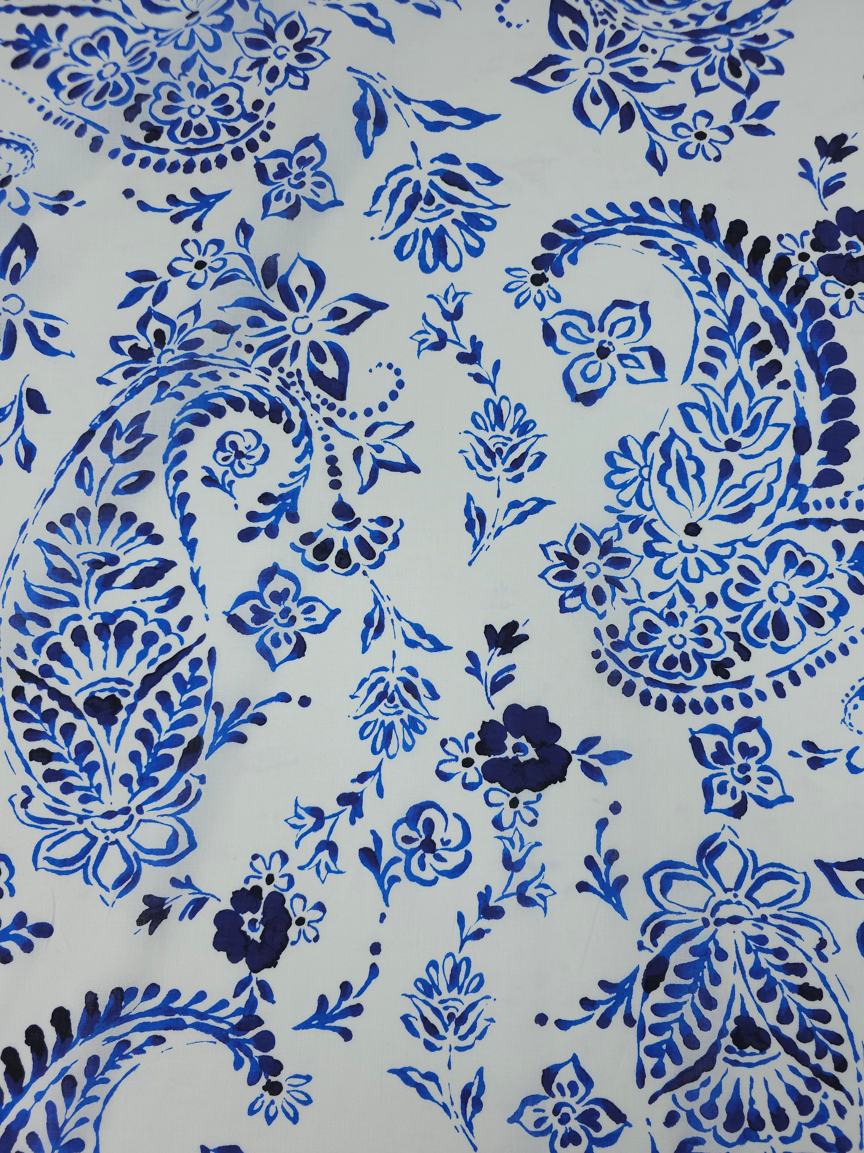 Blue/White Paisley Cotton Voile