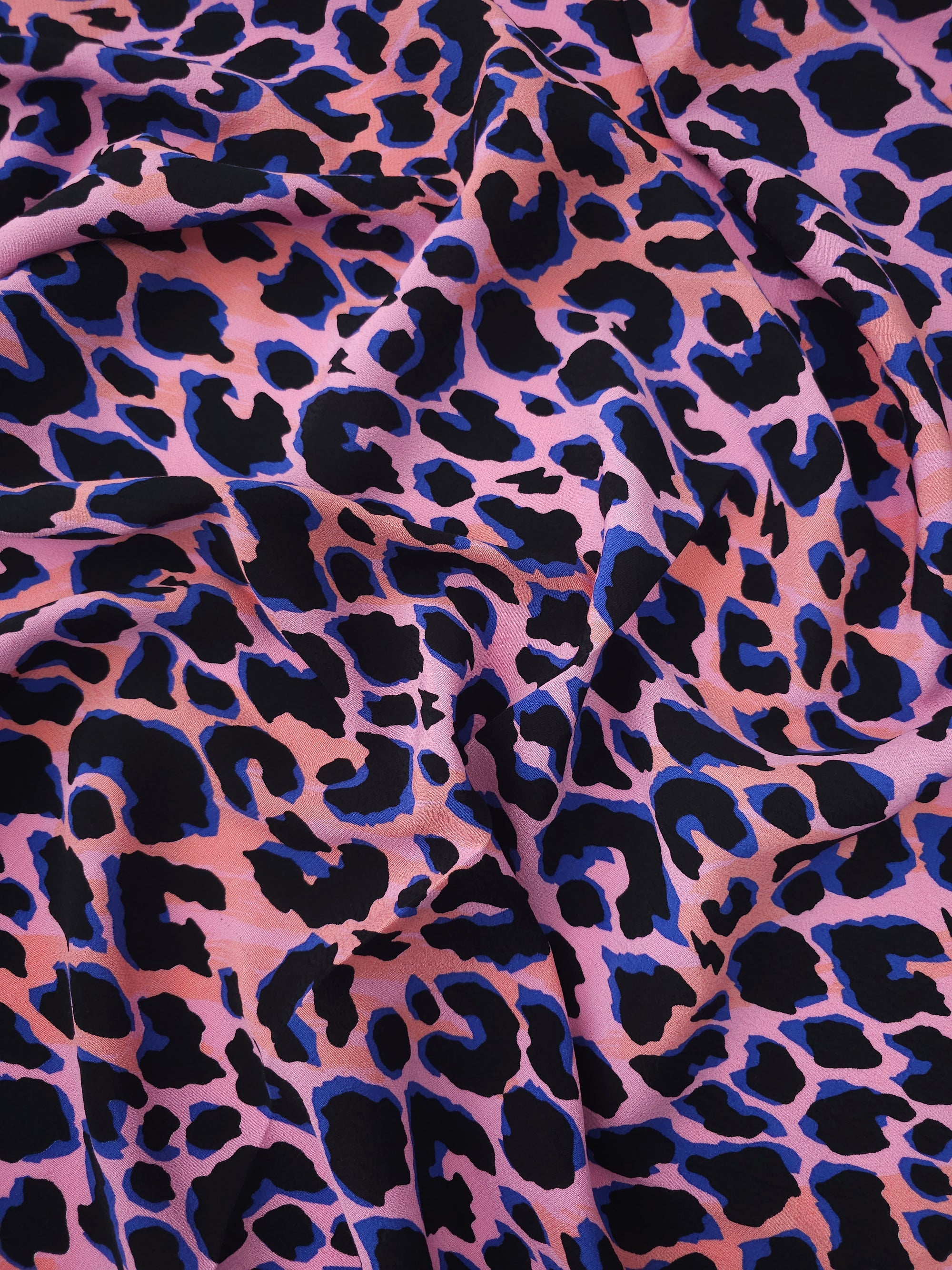Pink/Blue Abstract Leopard Viscose Crepe *SCAMP & DUDE*