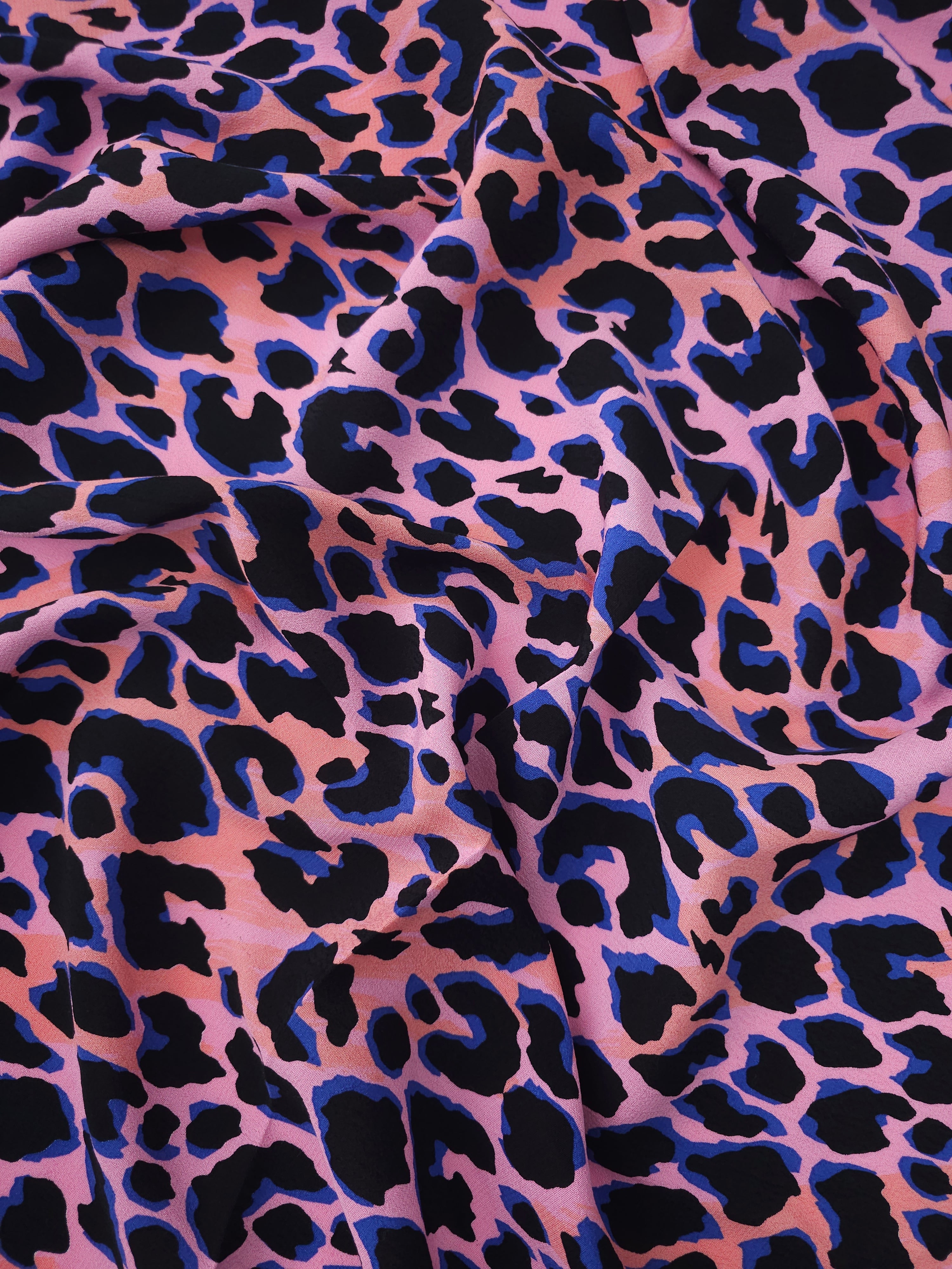 Pink/Blue Abstract Leopard Viscose Crepe *SCAMP & DUDE*