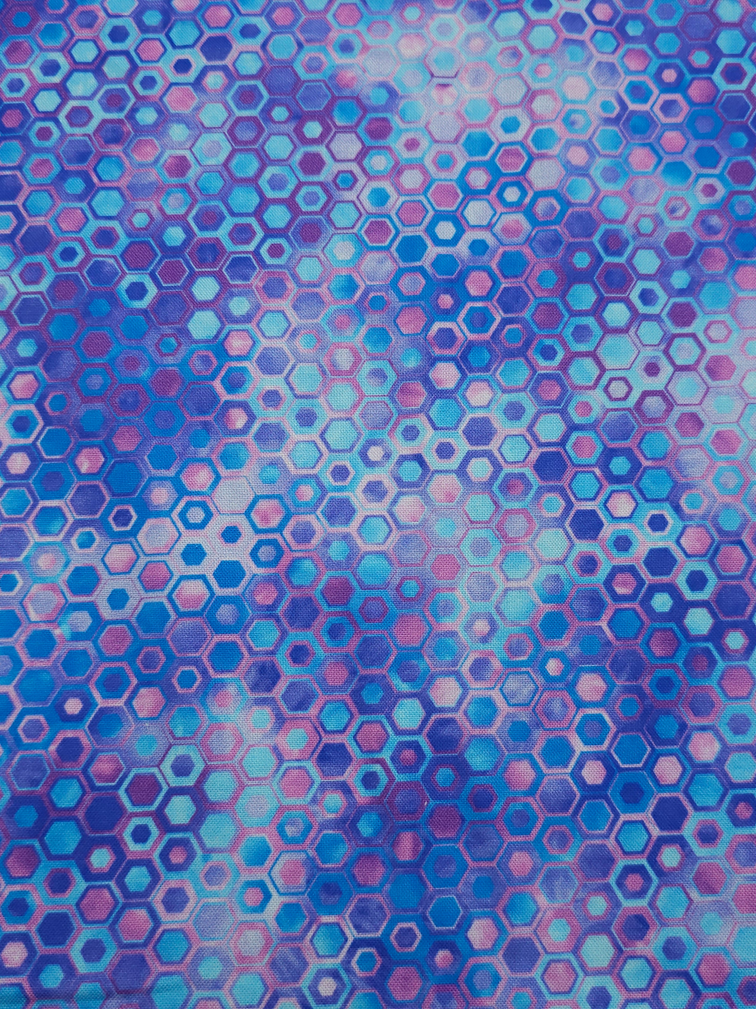 Purple/Blue Hexagon Phantasma 100% Cotton - Robert Kaufman