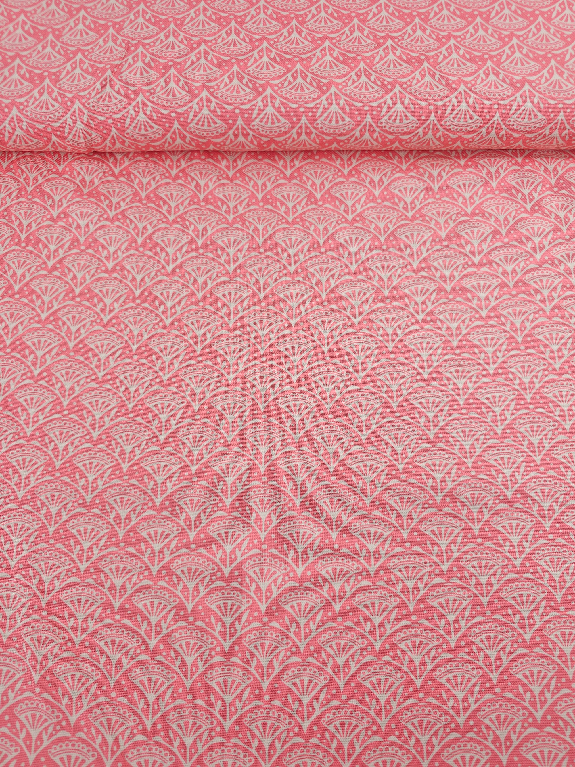 Candy Pink Petal Scallop Lightweight Canvas Cotton