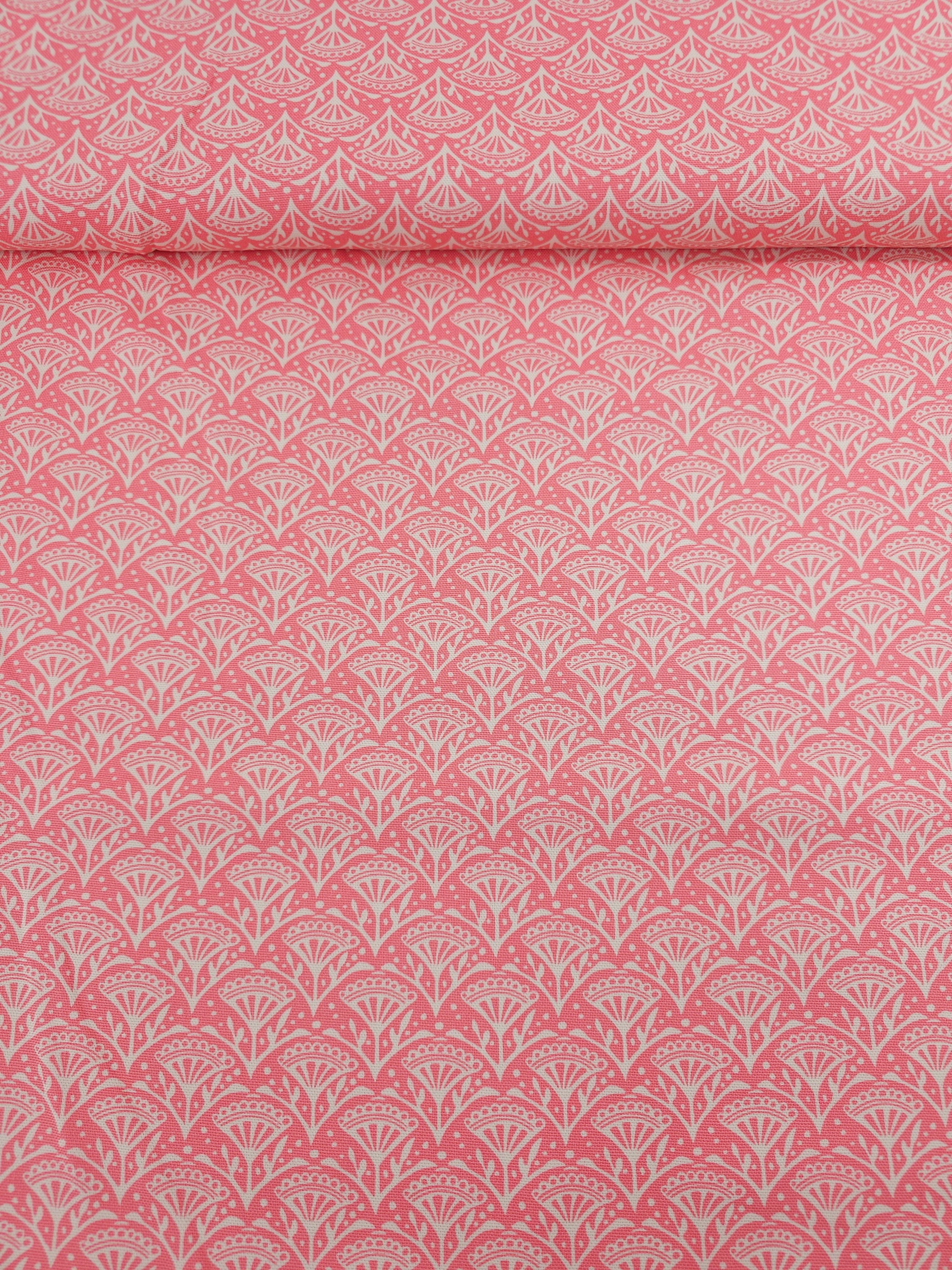 Candy Pink Petal Scallop Lightweight Canvas Cotton