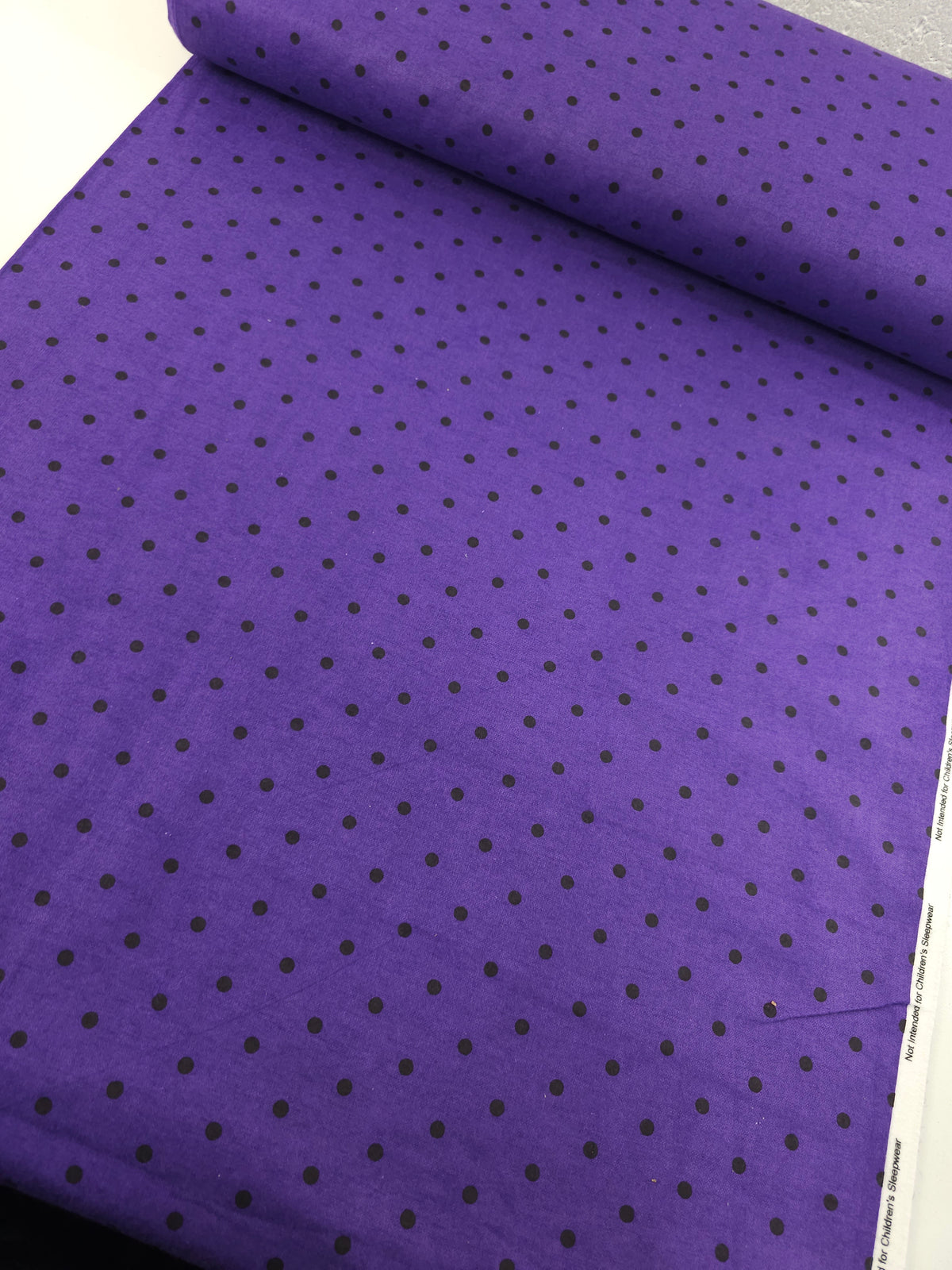Purple/Blacked Spaced Polka Lightweight Flannel Cotton