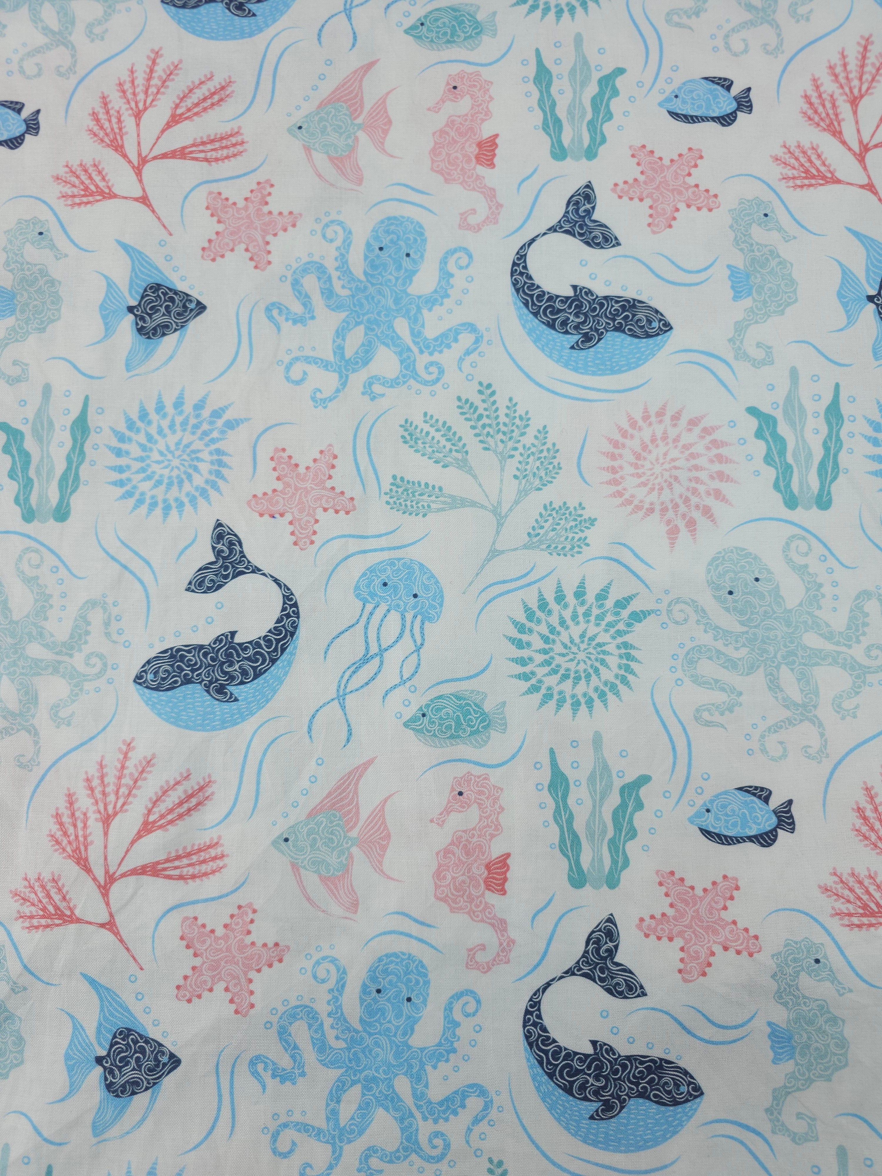 Pastel Sea Life 100% Cotton
