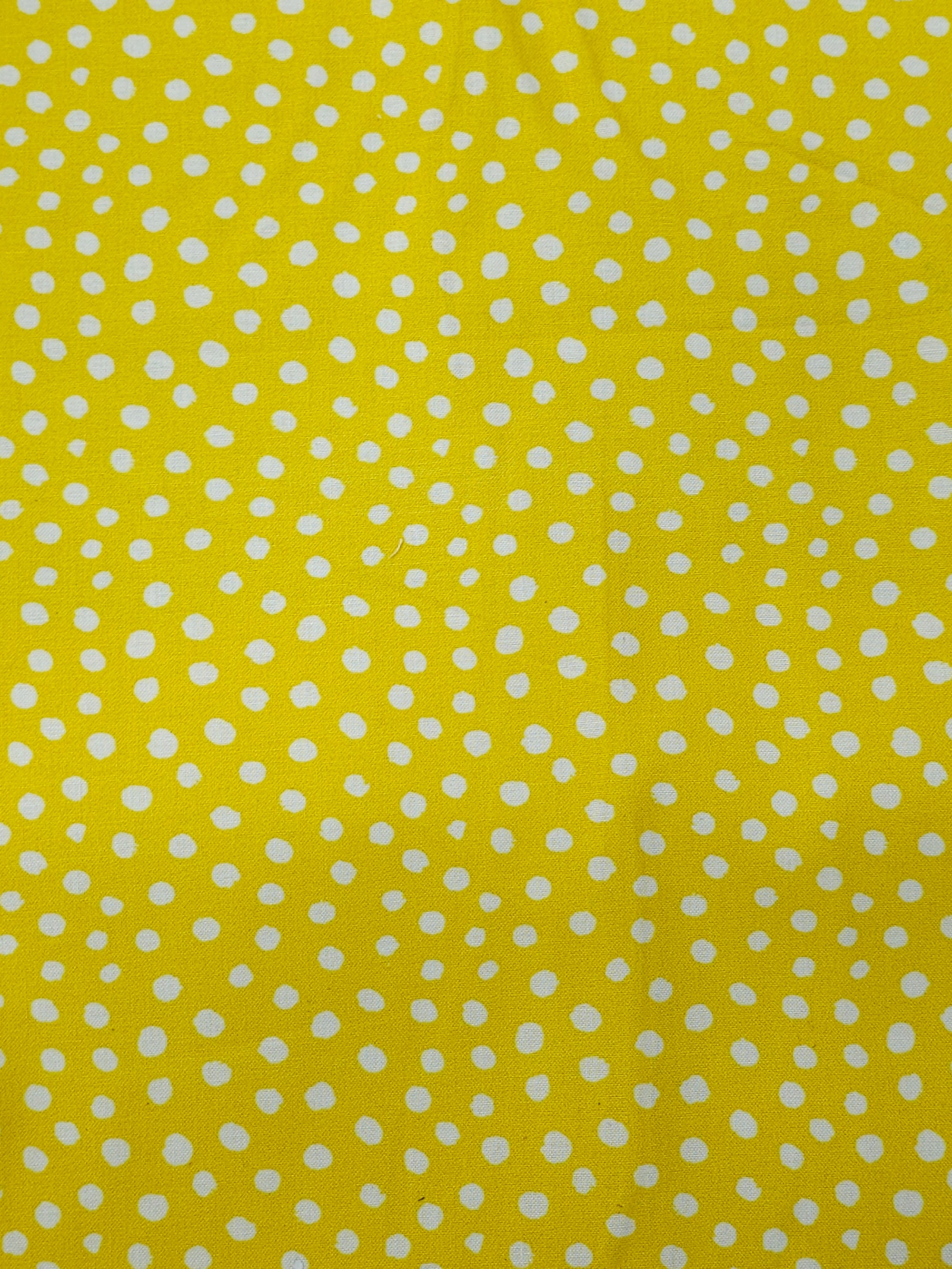Yellow Irregular Polka 100% Cotton