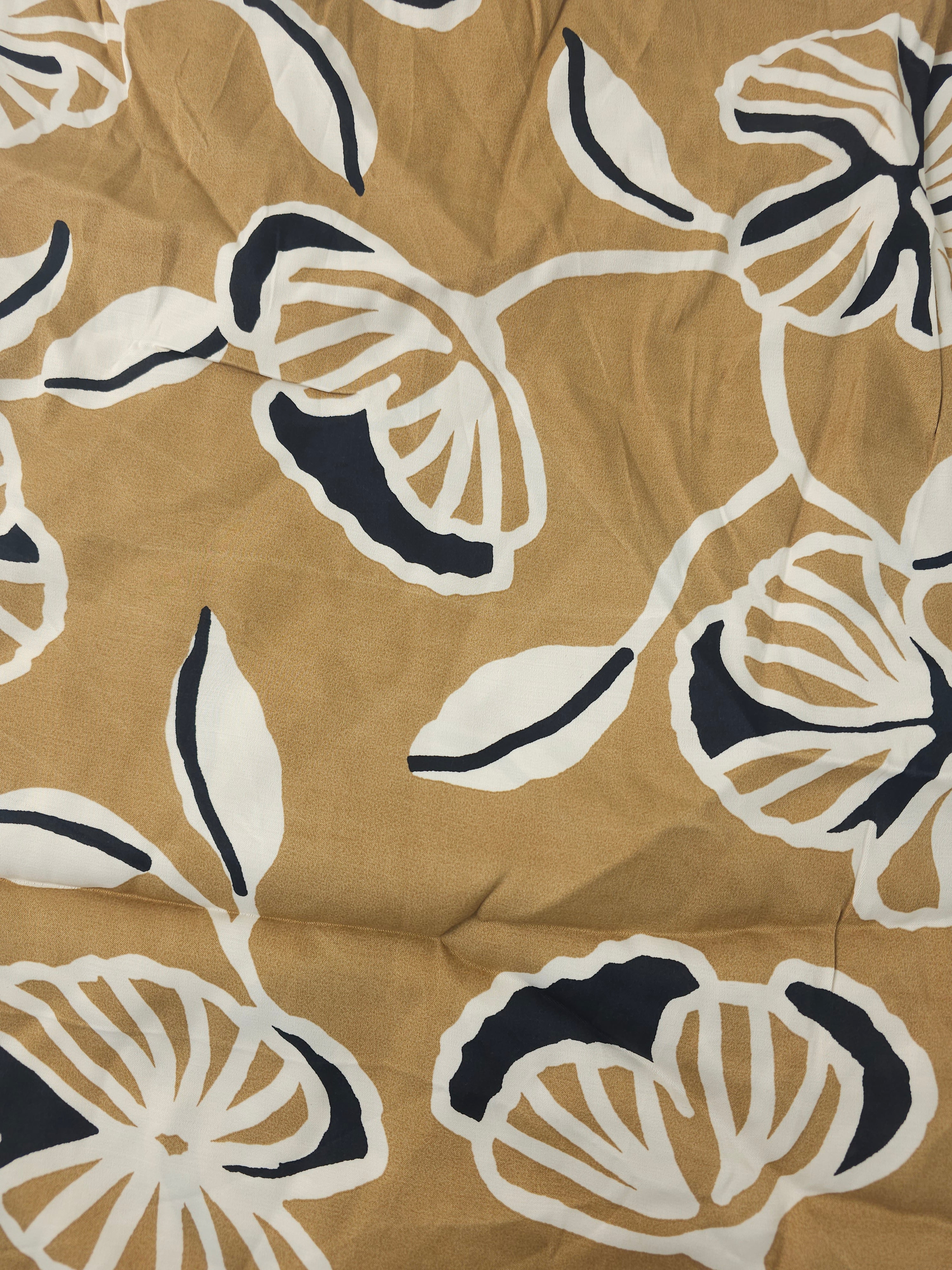 Golden Beige Floral Viscose Sateen- 1.8m piece