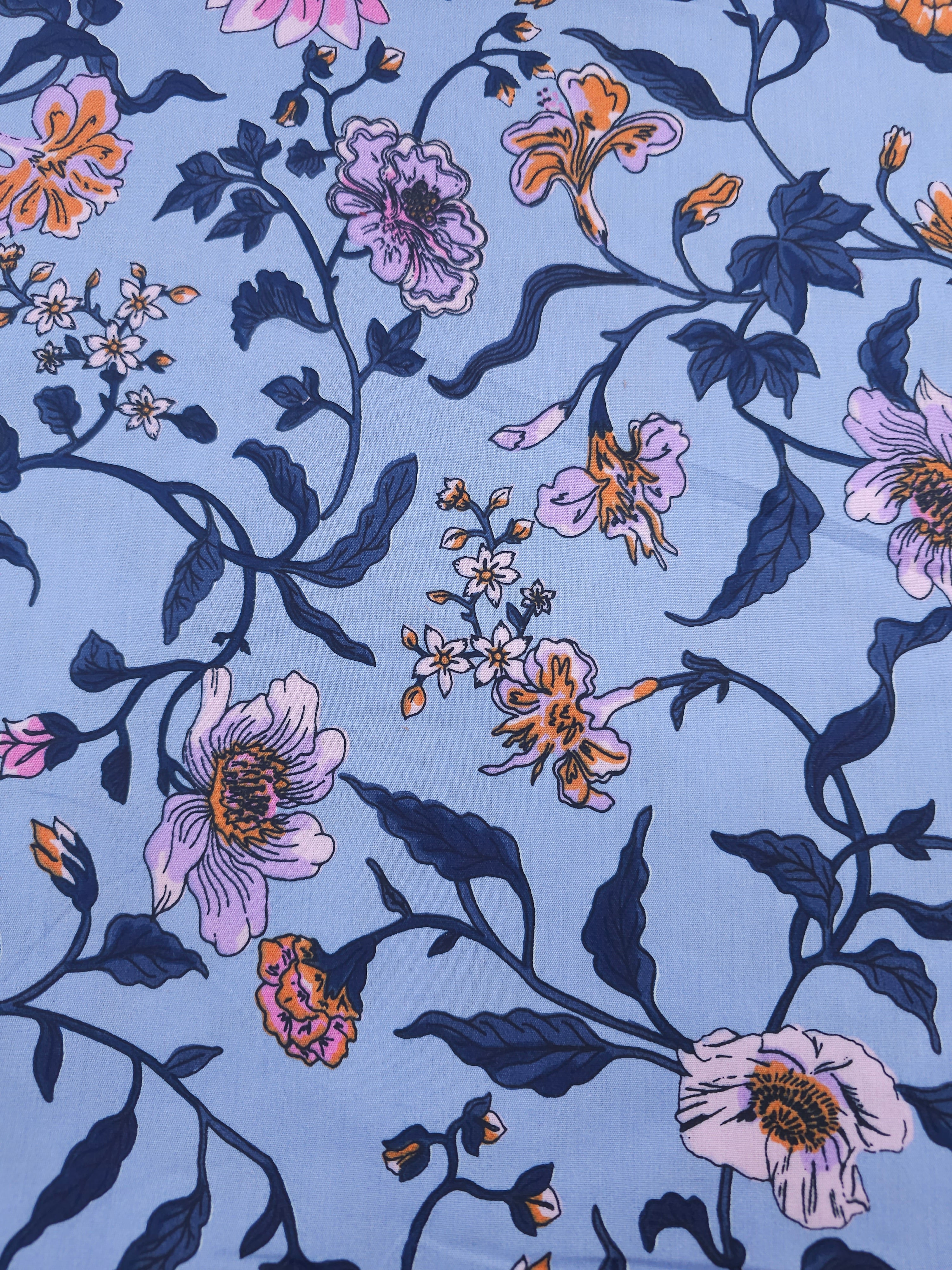 Periwinkle Blue Floral Vine 100% Cotton 70” - Urban Outfitters *EXTRA WIDE*