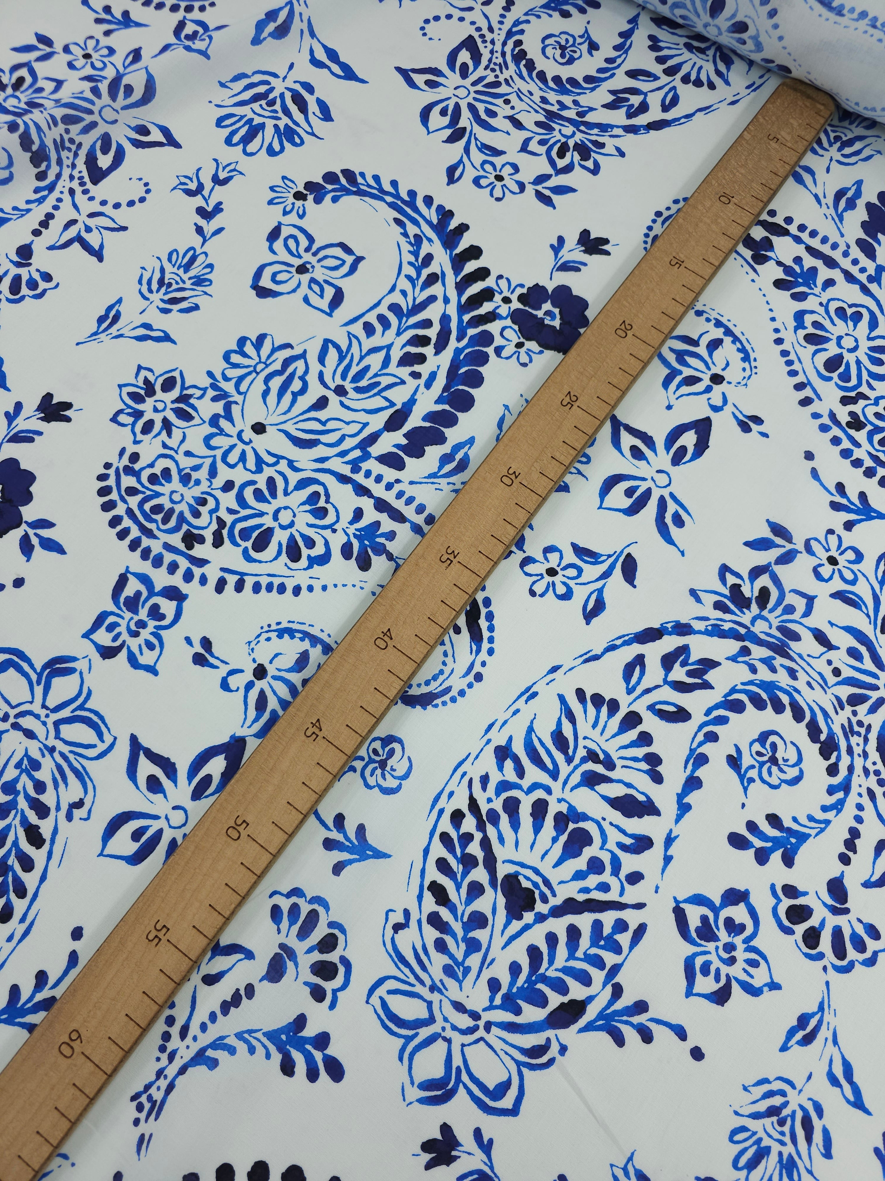 Blue/White Paisley Cotton Voile