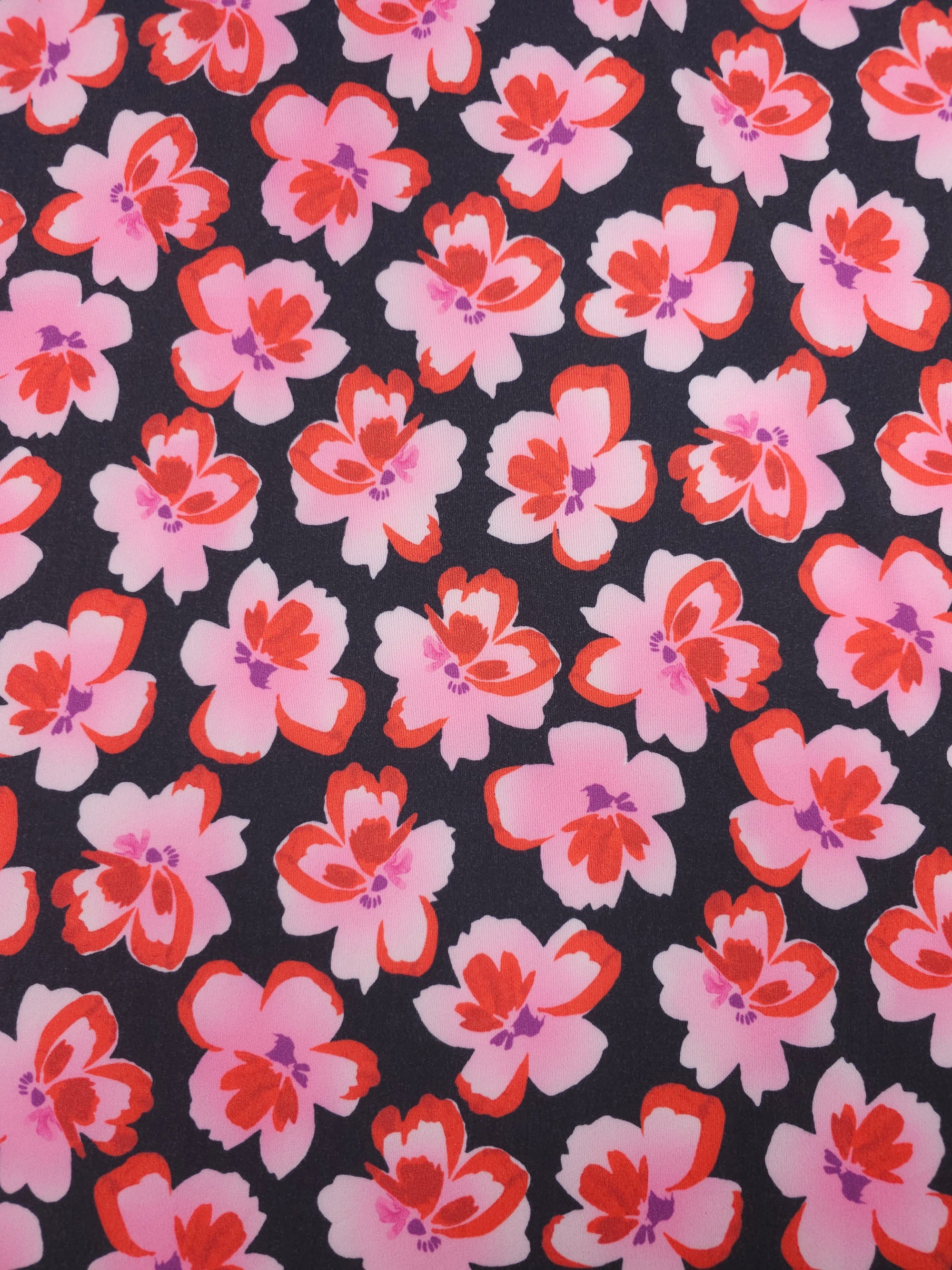 Red/Pink Floral Poly Jersey