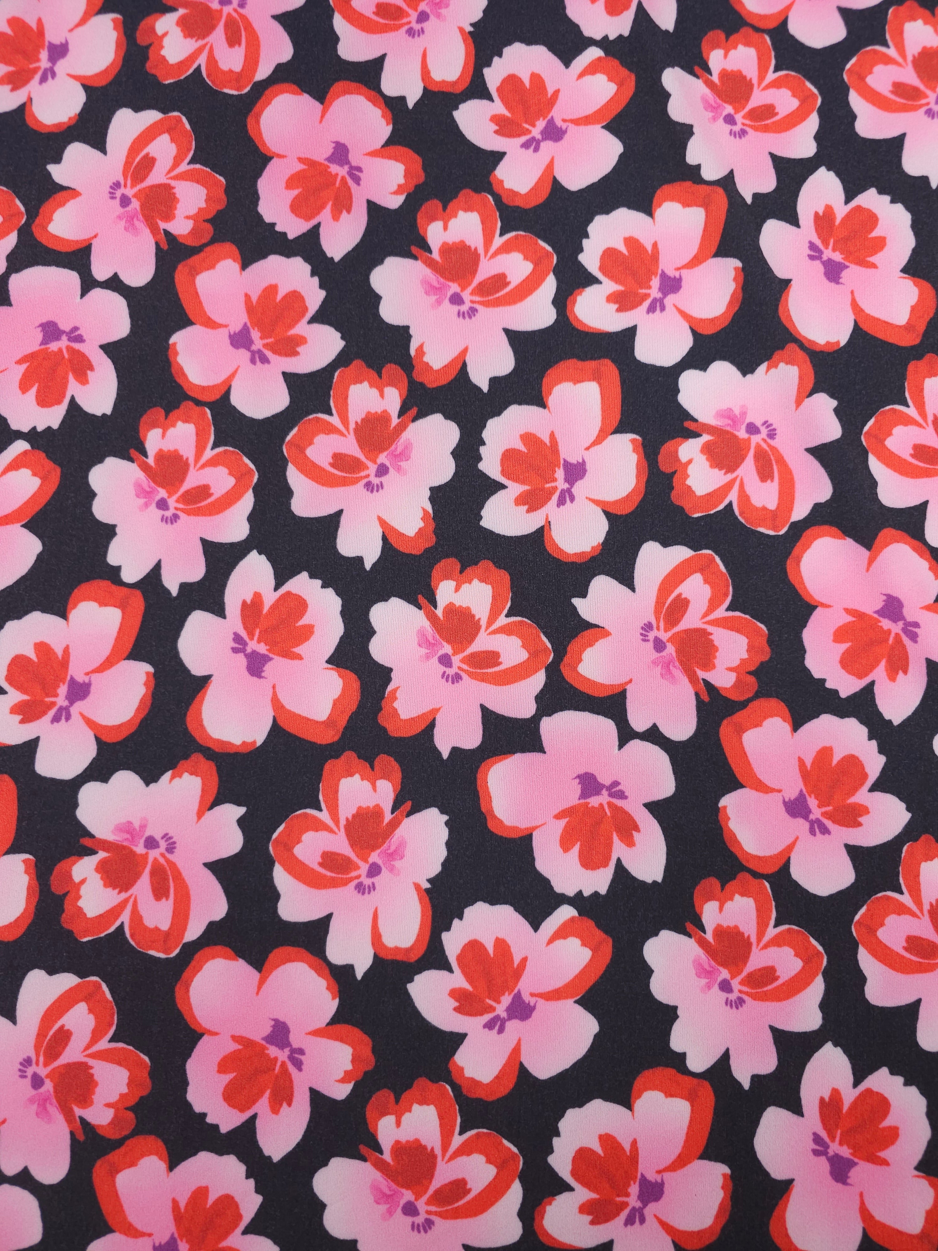 Red/Pink Floral Poly Jersey