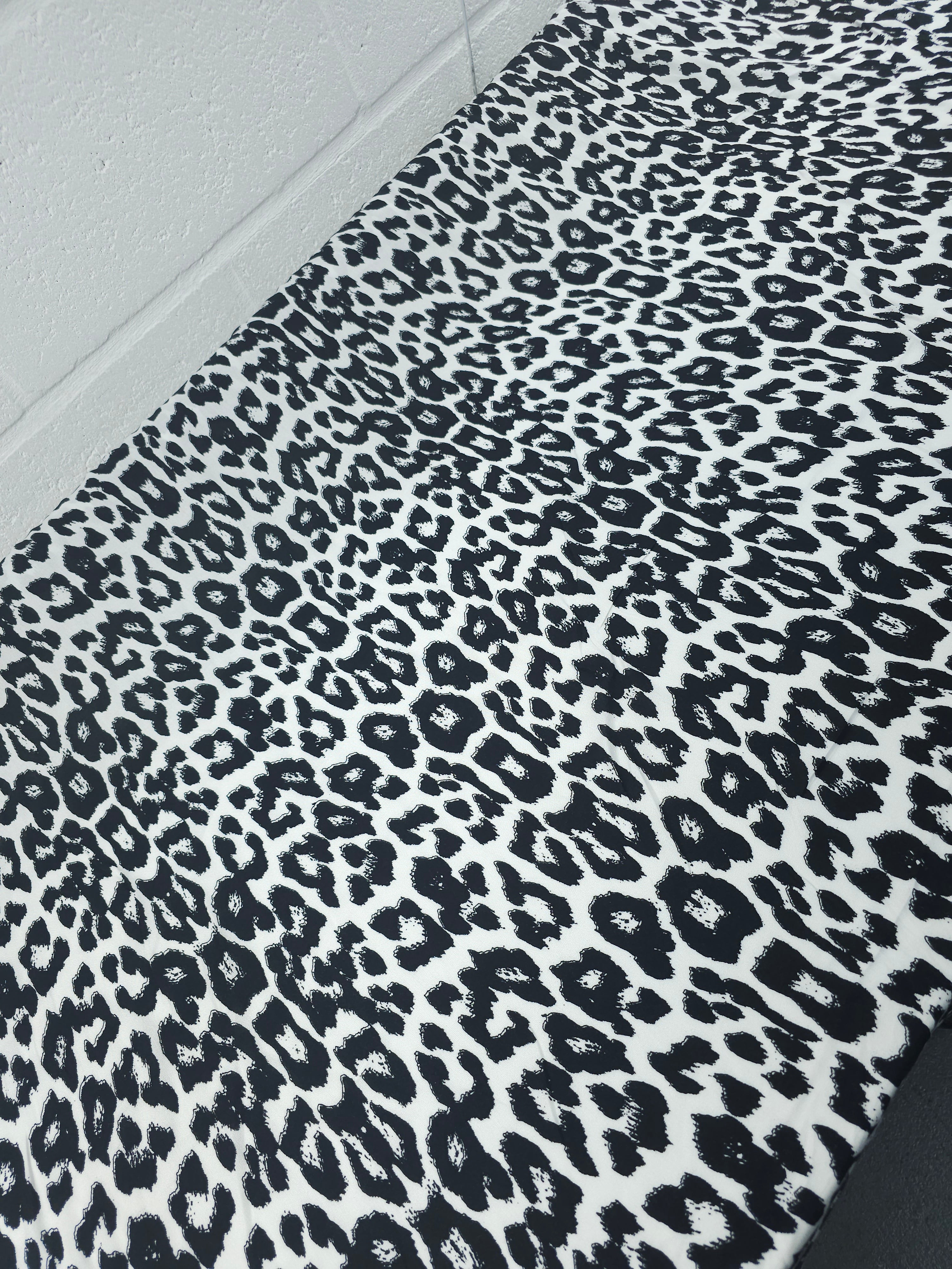 Black/White Leopard Viscose Challis
