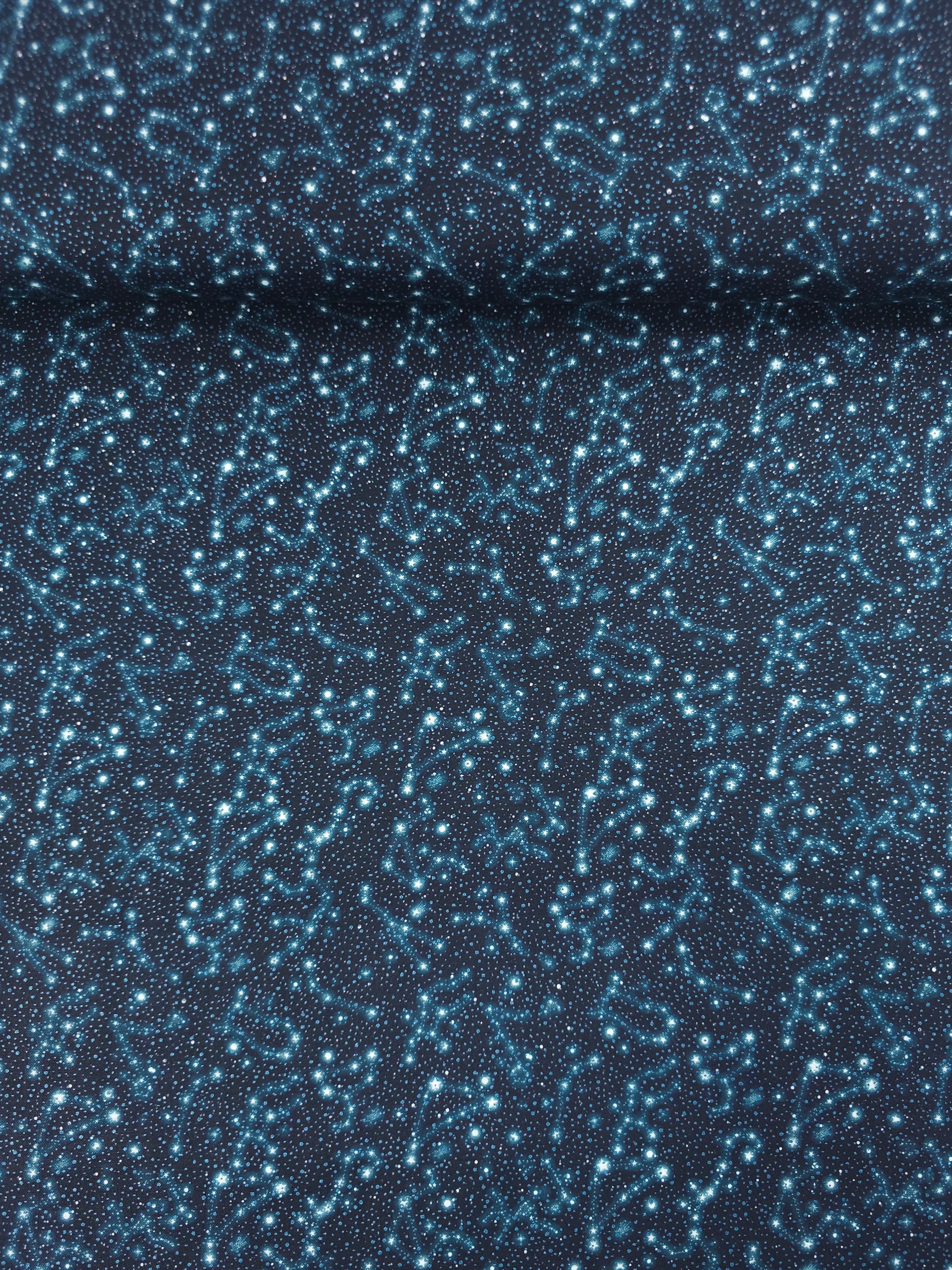 Petrol Navy Horoscope Skies 100% Cotton - Benartex