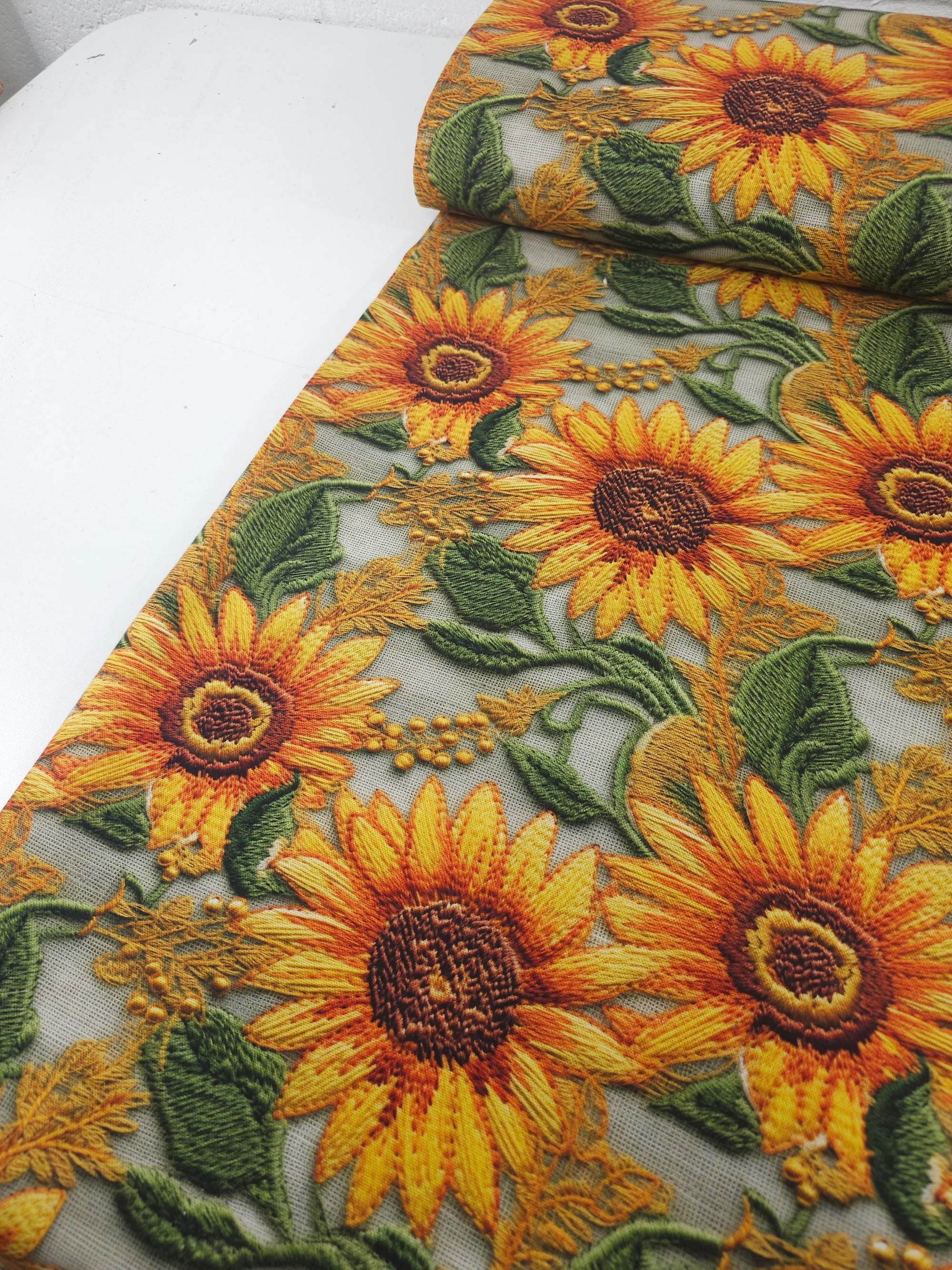 Sunflower Crochet Look Canvas Cotton