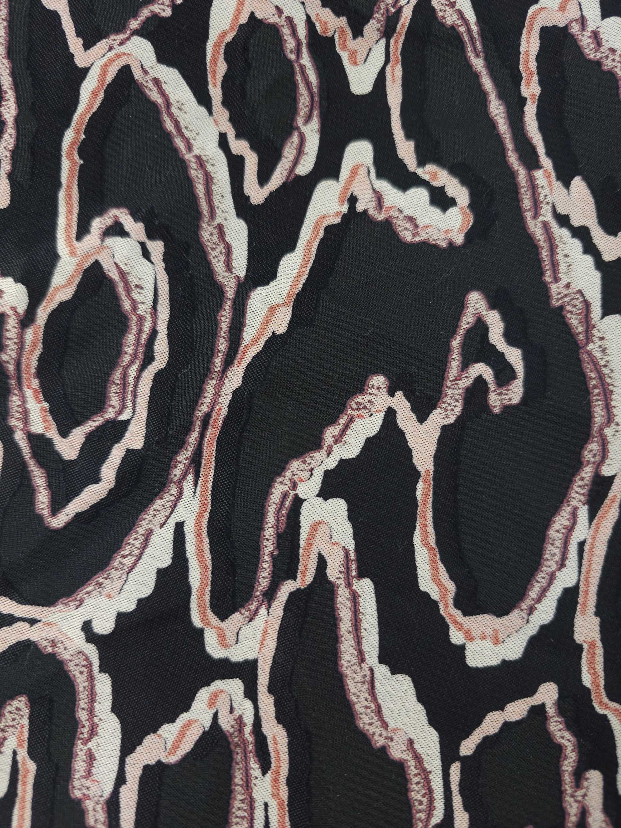 Black wiggle caves Viscose sateen- 3.4m piece
