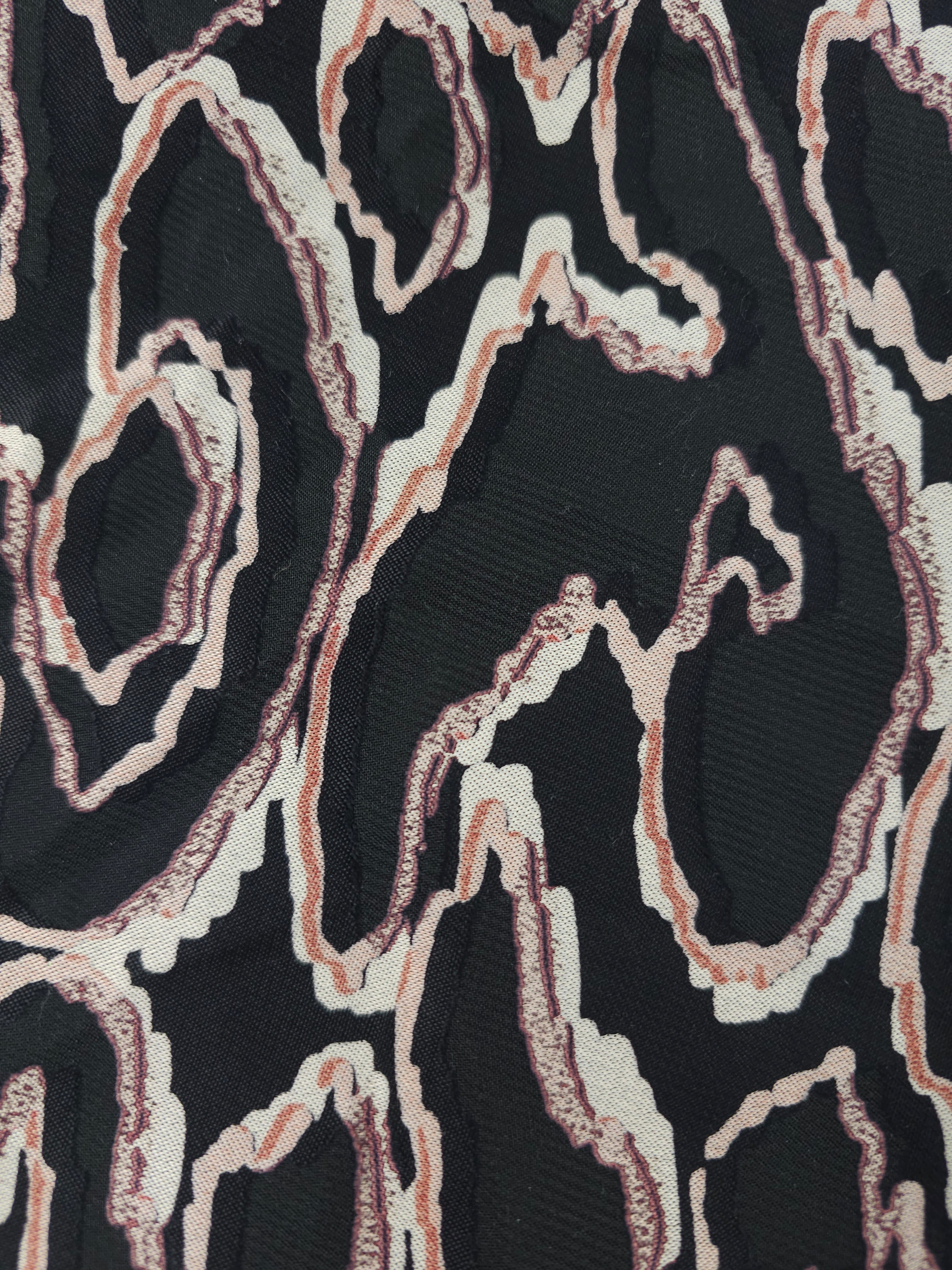 Black wiggle caves Viscose sateen- 3.4m piece