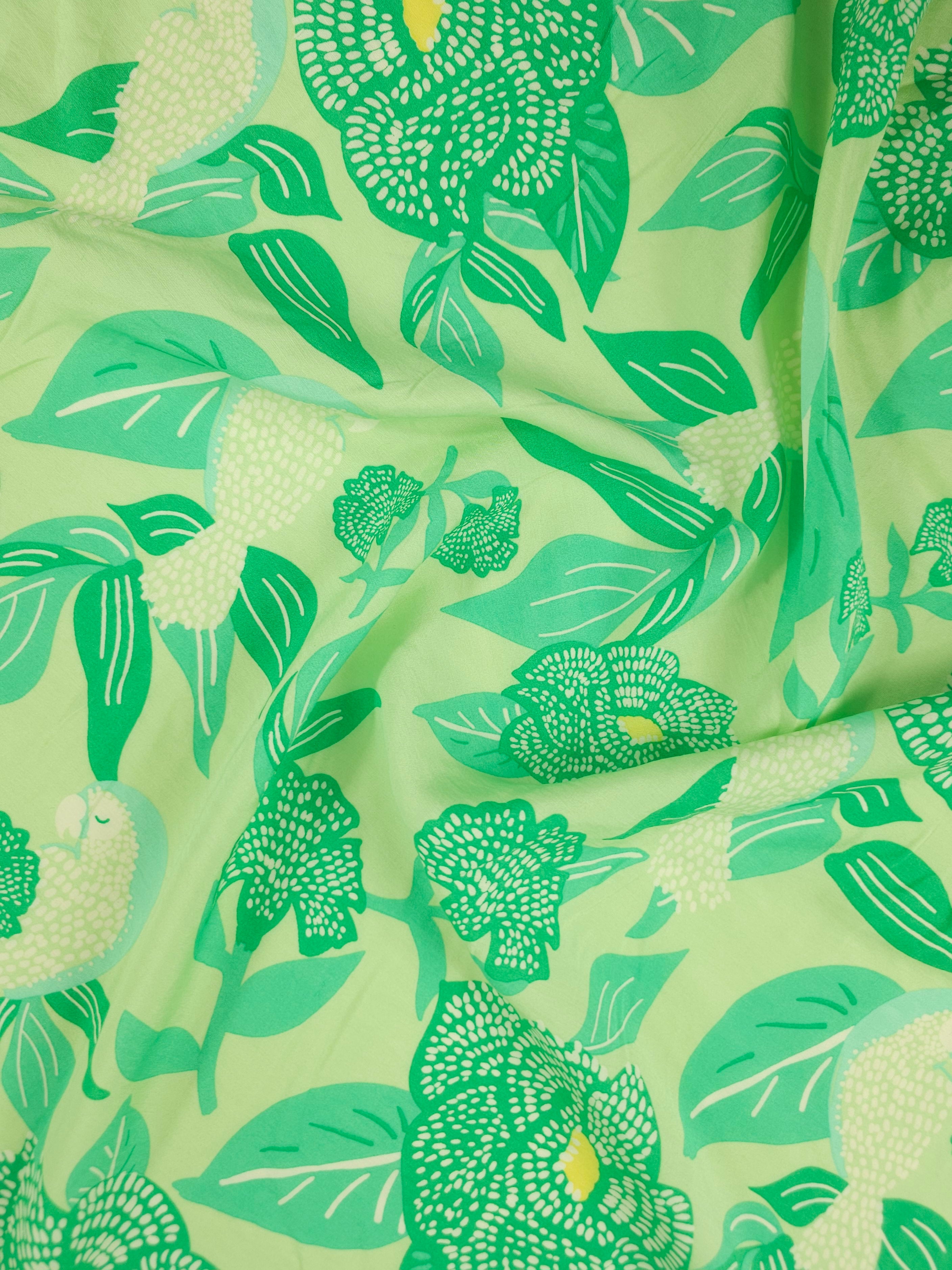 Lime/Green Parrot Floral Modal Viscose